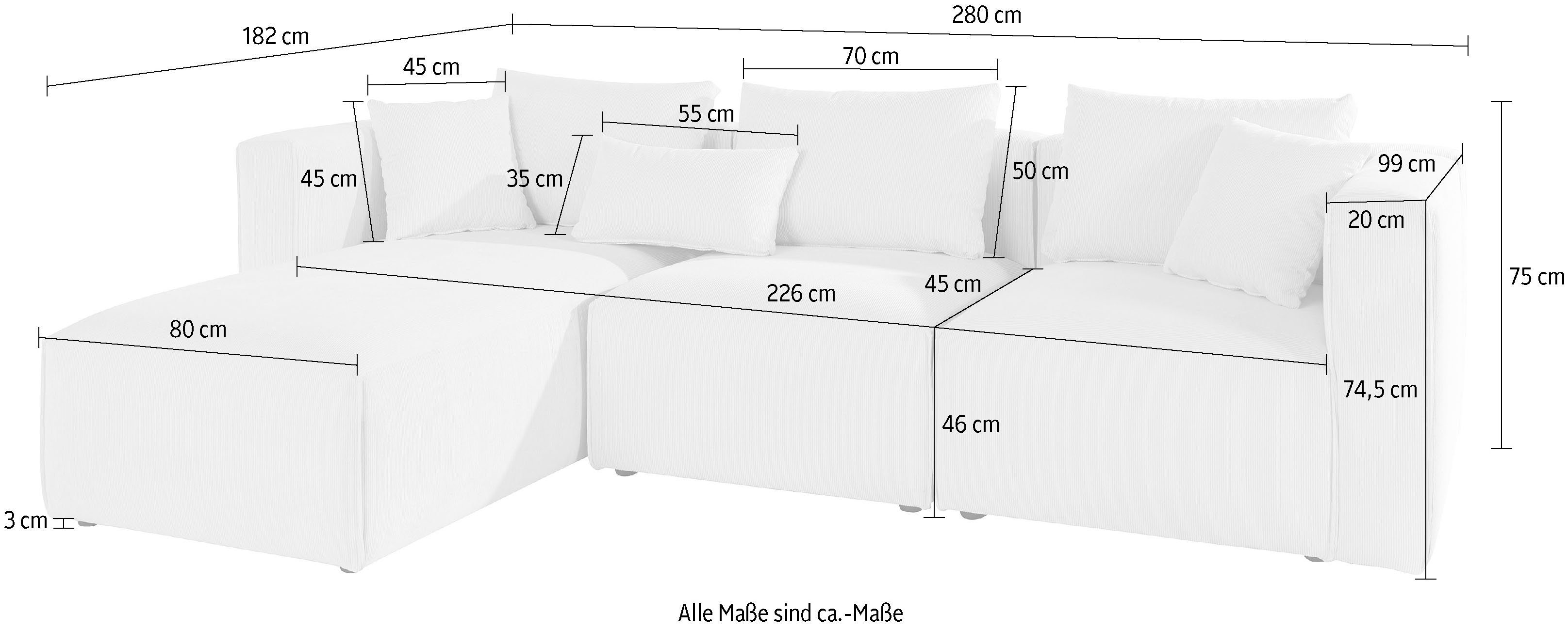 Guido Maria Kretschmer Home&Living Hoekbank Comfine L-vorm samengesteld van modules, 3 stofkwaliteiten en vele kleuren