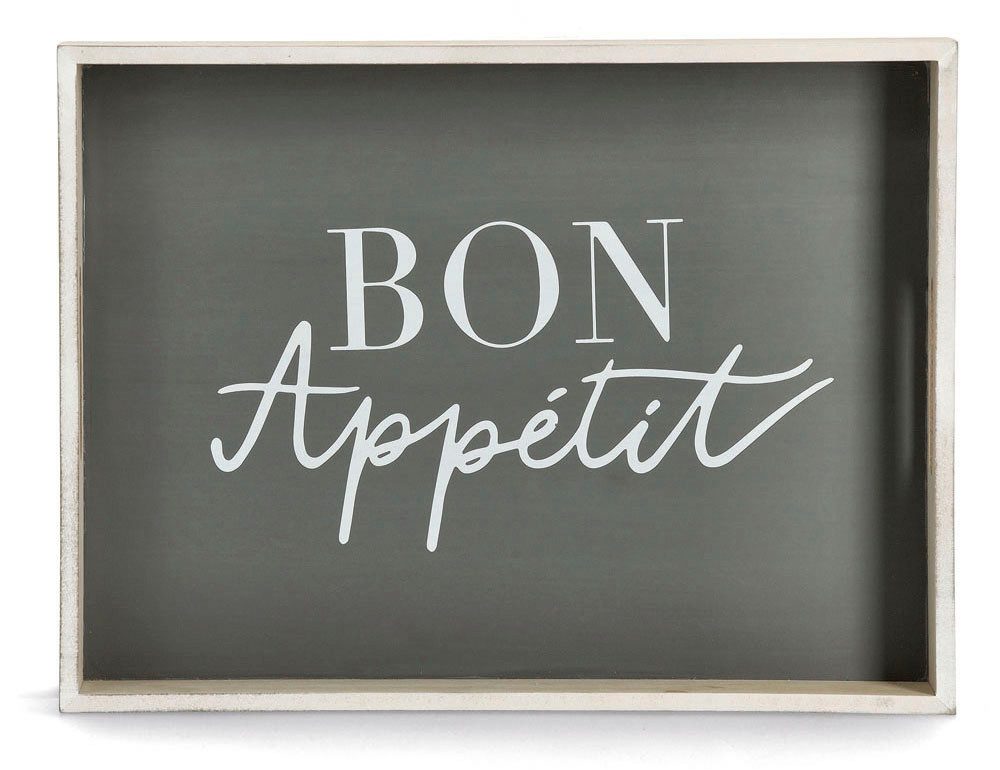 Zeller Present Dienblad met opdruk "bon appetit", 2 handgrepen (1-delig)