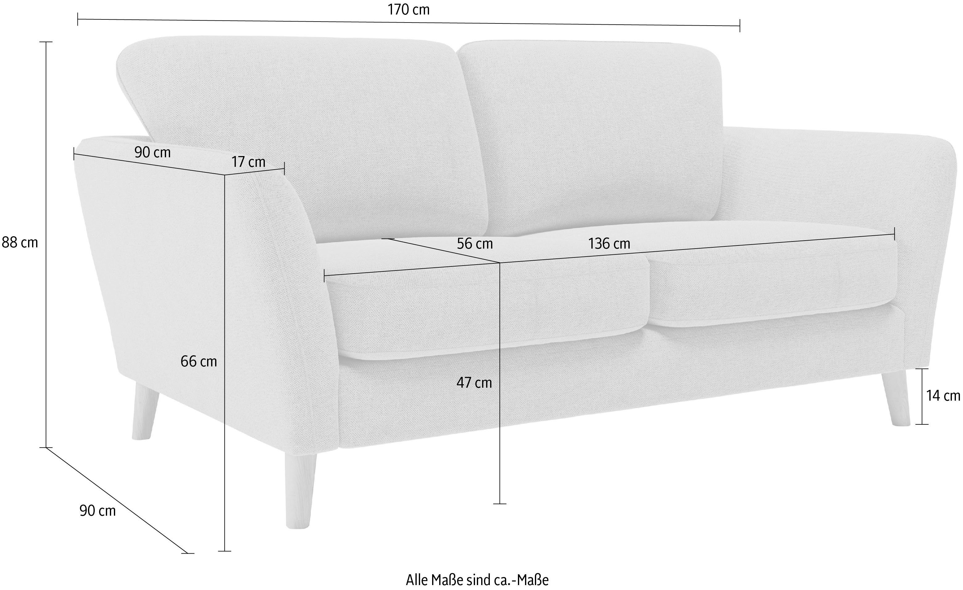 Home affaire 2-zitsbank MARSEILLE compact bank 170 cm, cord, vlakke weefsel, structuur, geweven stof