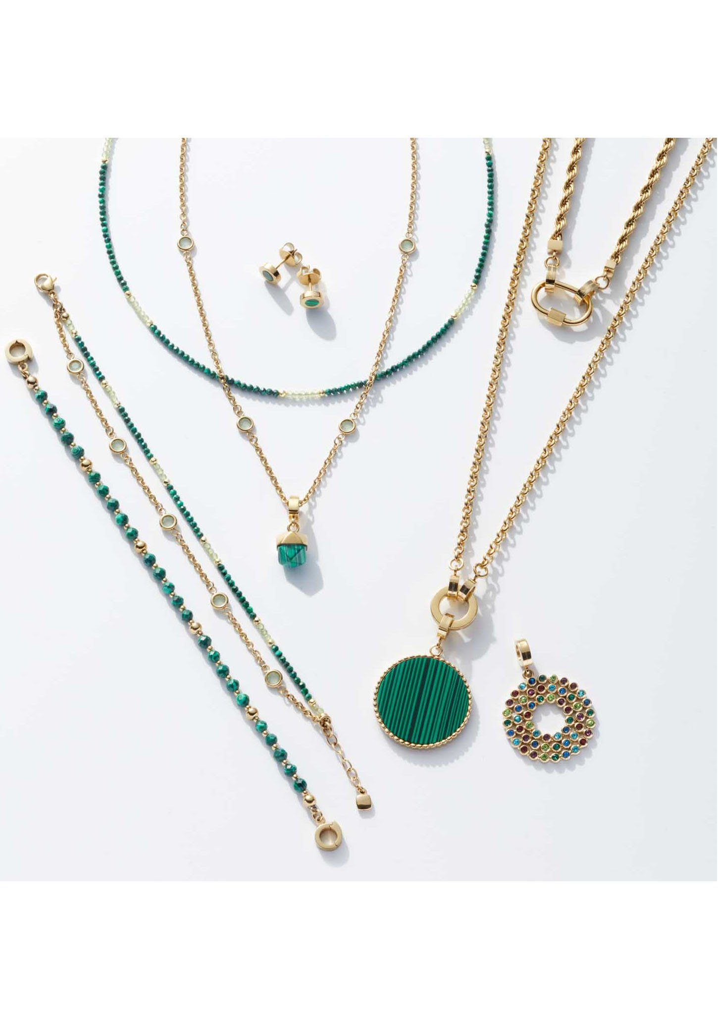 LEONARDO Ketting met hanger Ketting Valea, 021767 met malachiet, glassteen - met glaskraal