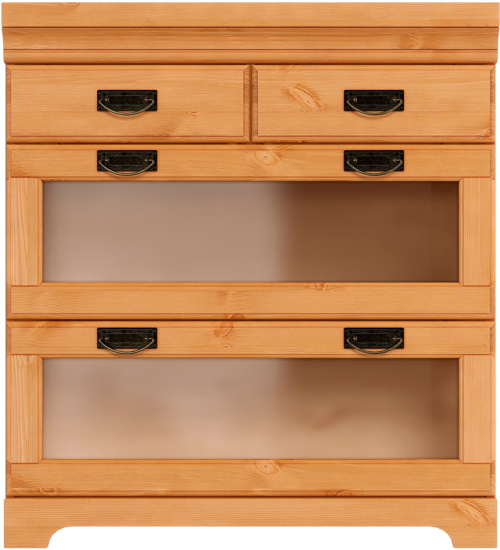 Home affaire Onderkast Rügen Breedte 80 cm, massief grenen, lades met glas-inzet