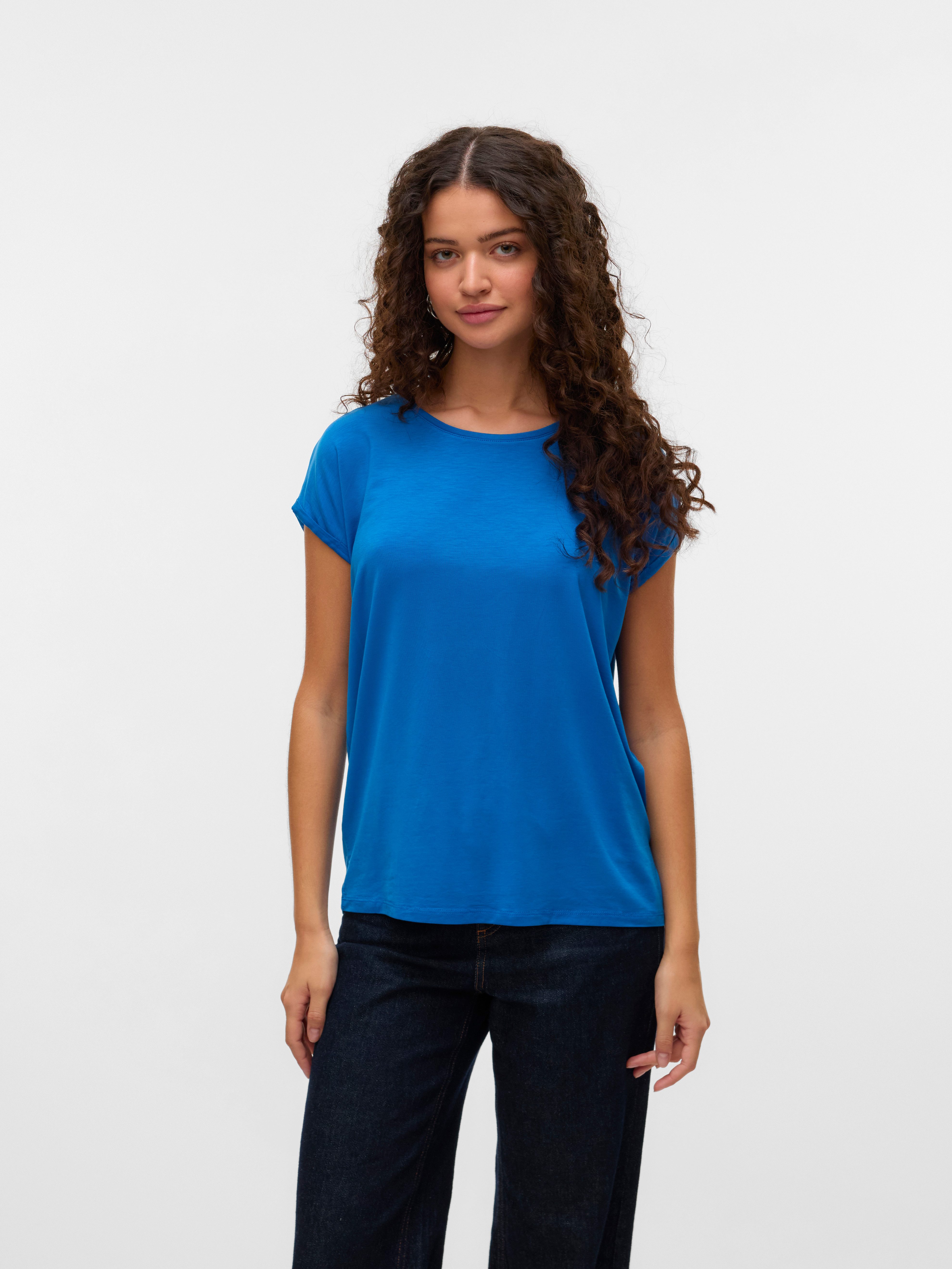 Vero Moda Shirt met ronde hals VMAVA PLAIN SS TOP GAJRS NOOS