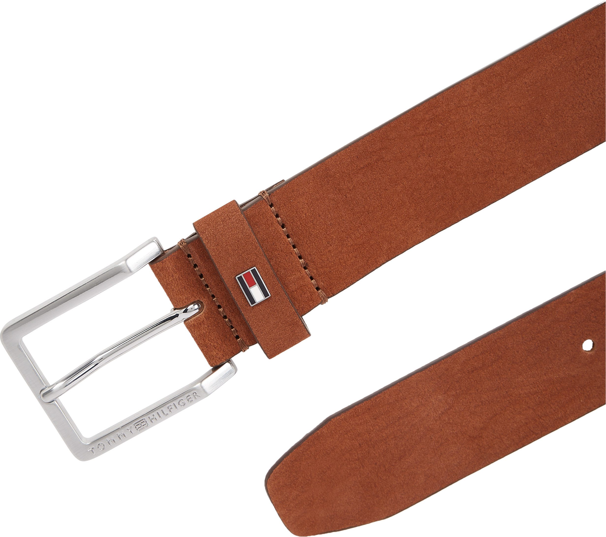 Tommy Hilfiger Leren riem OLIVER NUBUCK 3.5 Metalen patch eenvoudige doornsluiting