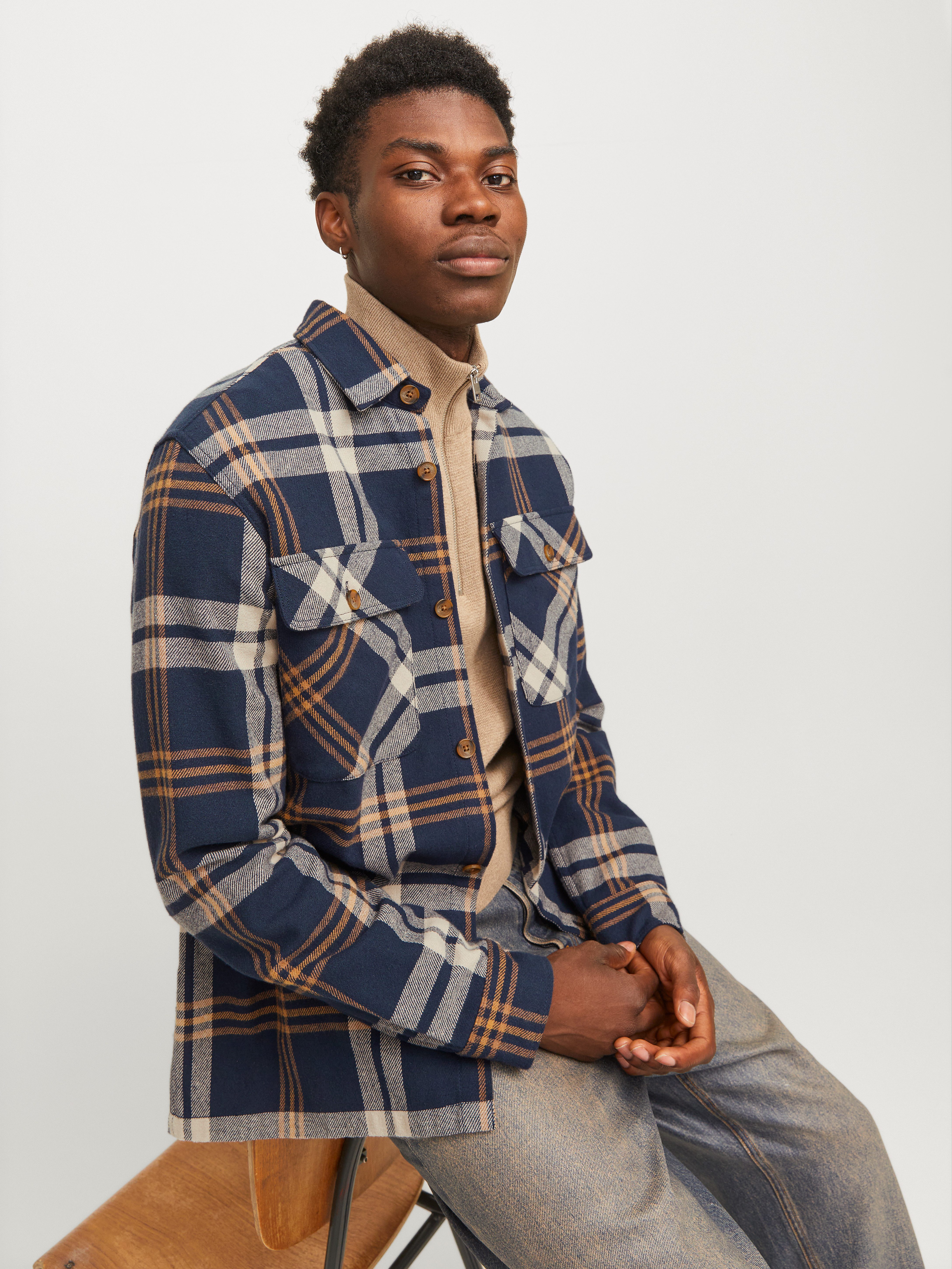 Jack & Jones Overhemd met lange mouwen JPRRAYMOND MELANGE CHECK LS OVERSHIRT SN