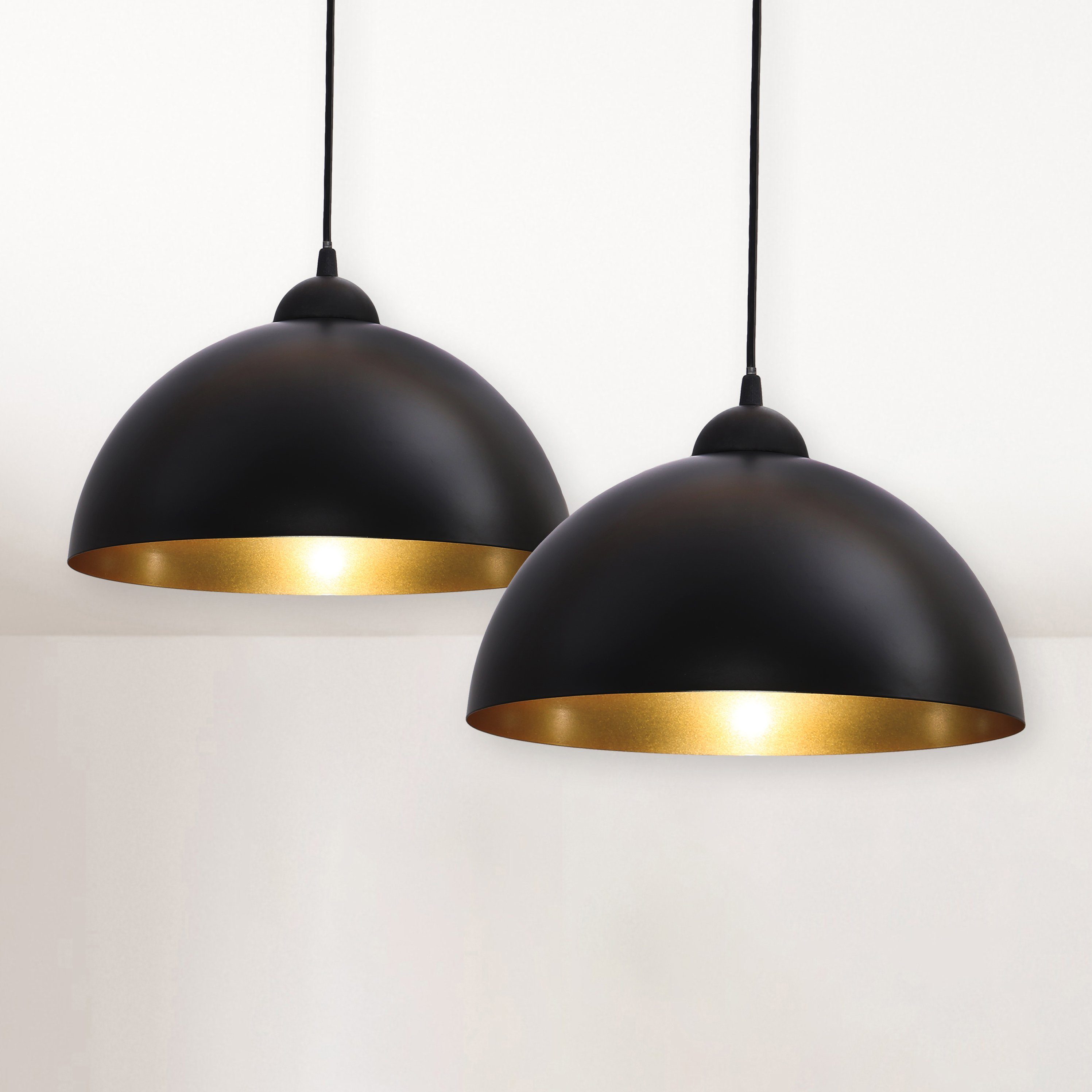 B.K.Licht Hanglamp Auriga LED design hanglamp zwart-goud hanglamp keuken plafondlamp E27 (2 stuks)