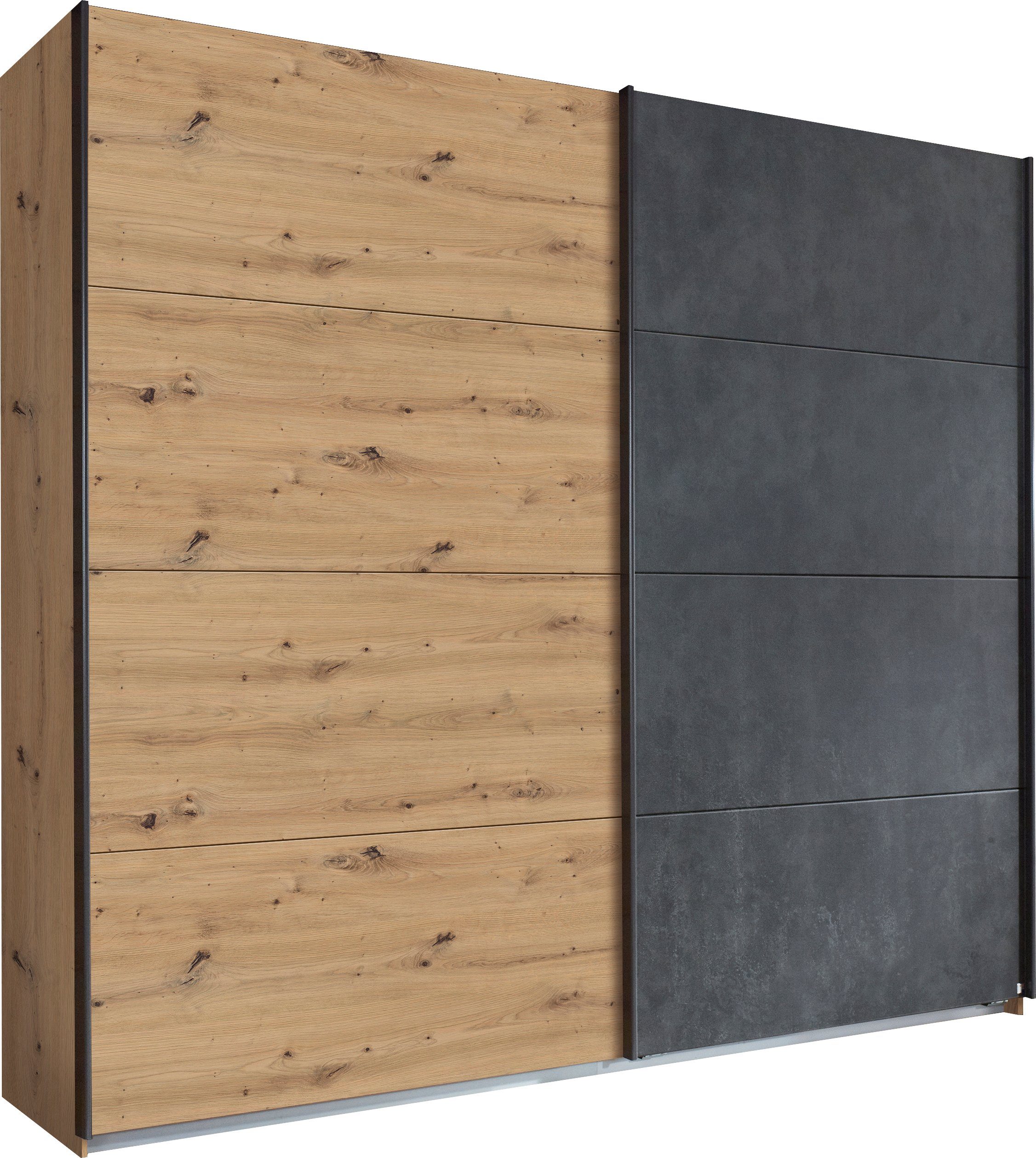 rauch Zweefdeurkast TAMPA in moderne industriële stijl zweefdeurkasten maat 226 cm x 210 cm x 62 cm bruin