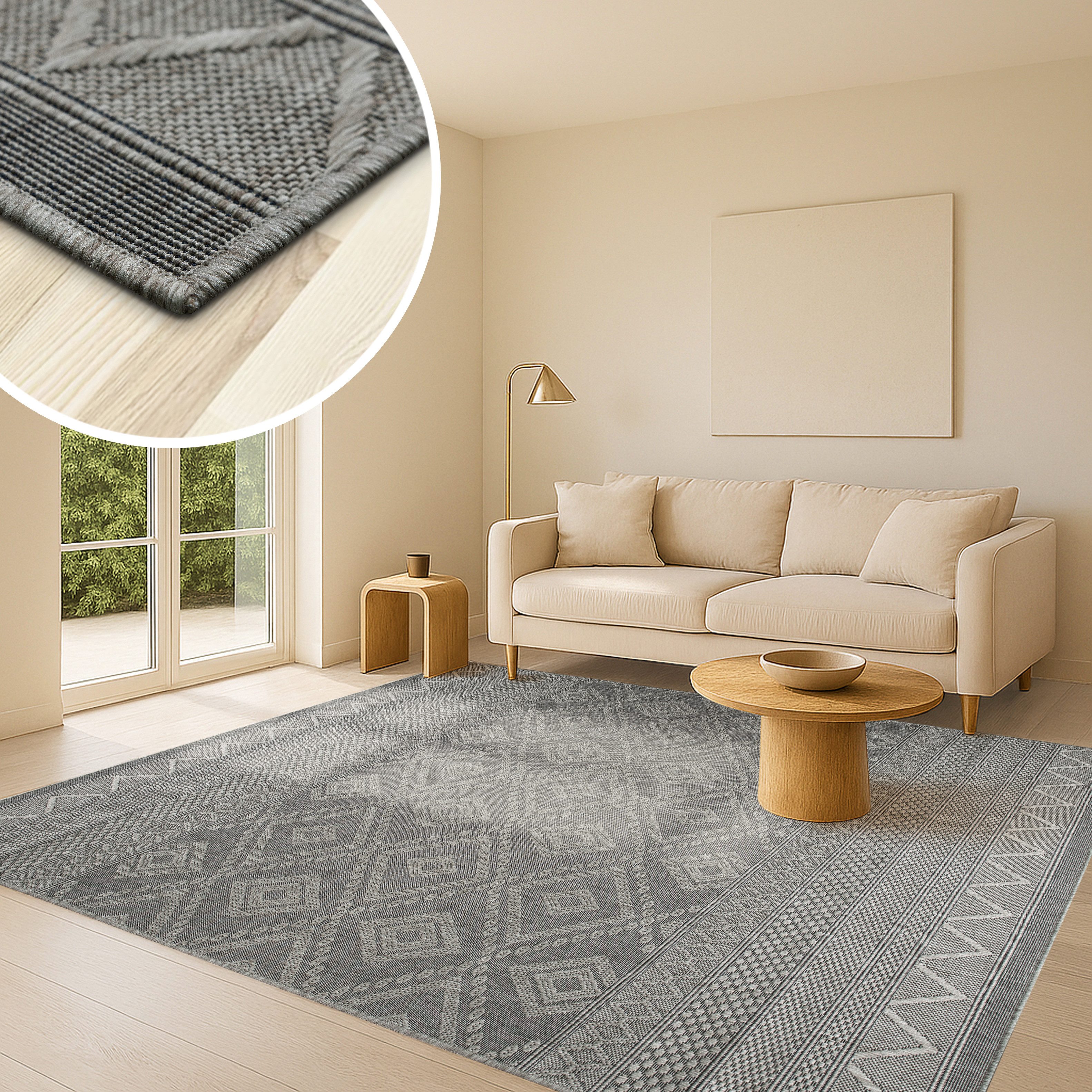 my home Vloerkleed Toronto is ook als loper verkrijgbaar Geschikt voor binnen en buiten, sisal-look, weerbestendig & uv-bestendig, boho