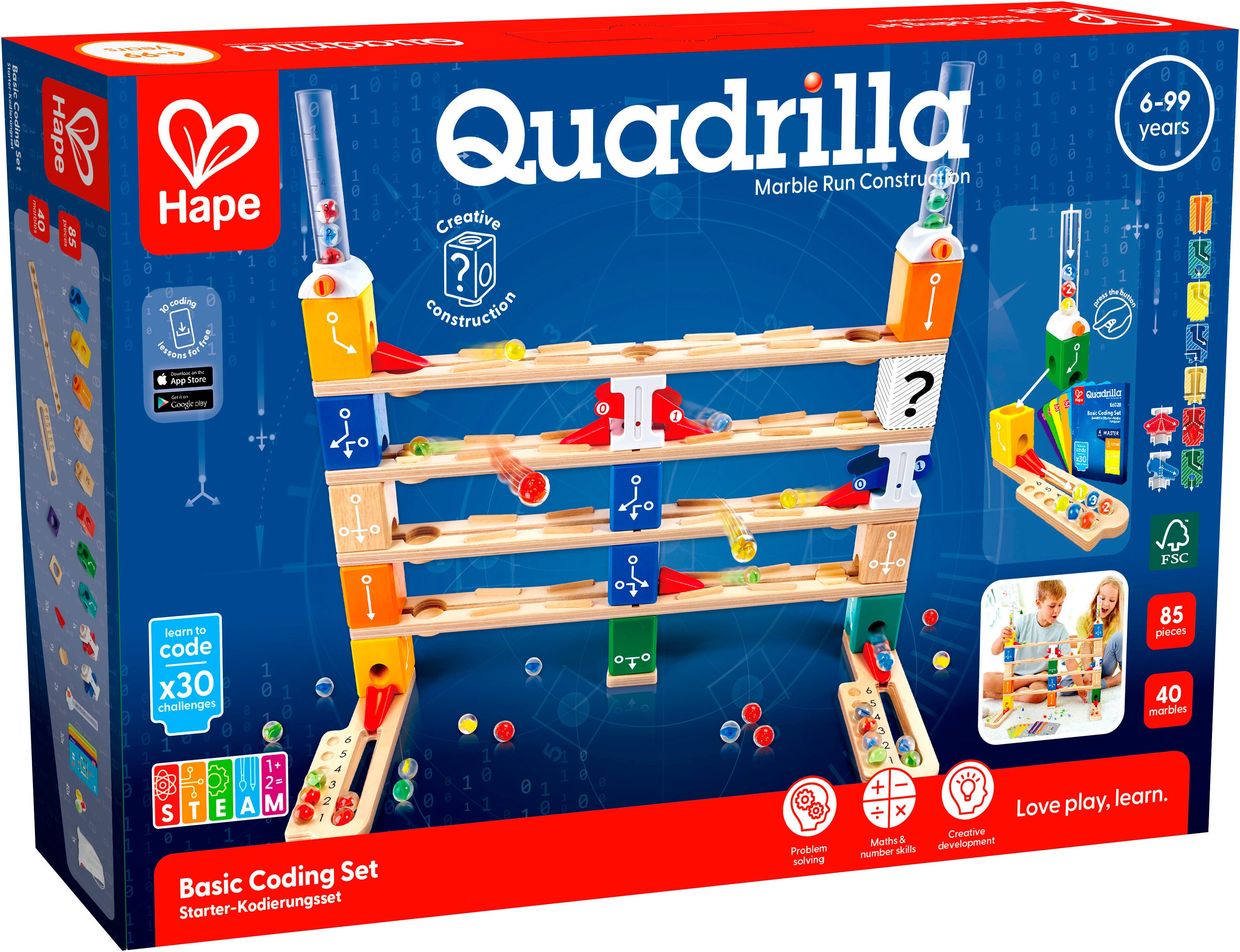 Hape Knikkerbaan Quadrilla starter coderingsset (85-delig)