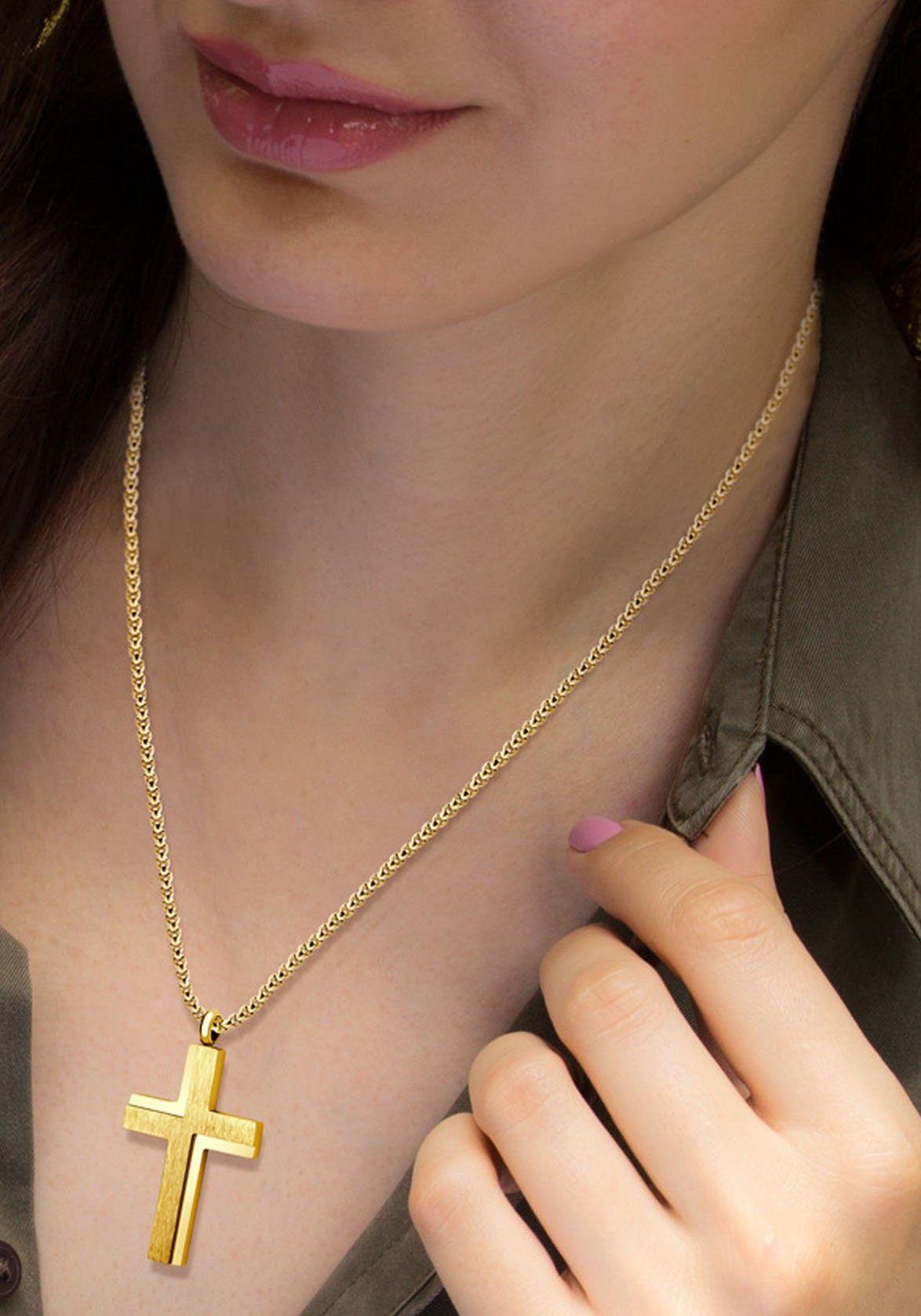 Firetti Ketting met hanger Sieraad cadeau kruis met zirkoon (synthetisch)