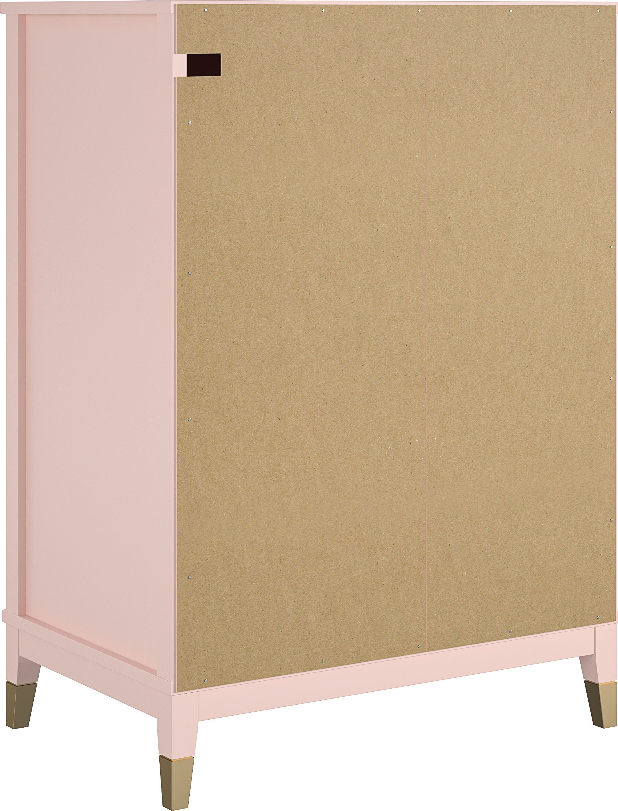 CosmoLiving by Cosmopolitan Kast Westerleigh met 4 laden, mdf, poten van massief hout, hoogte 106 cm, breedte 76 cm