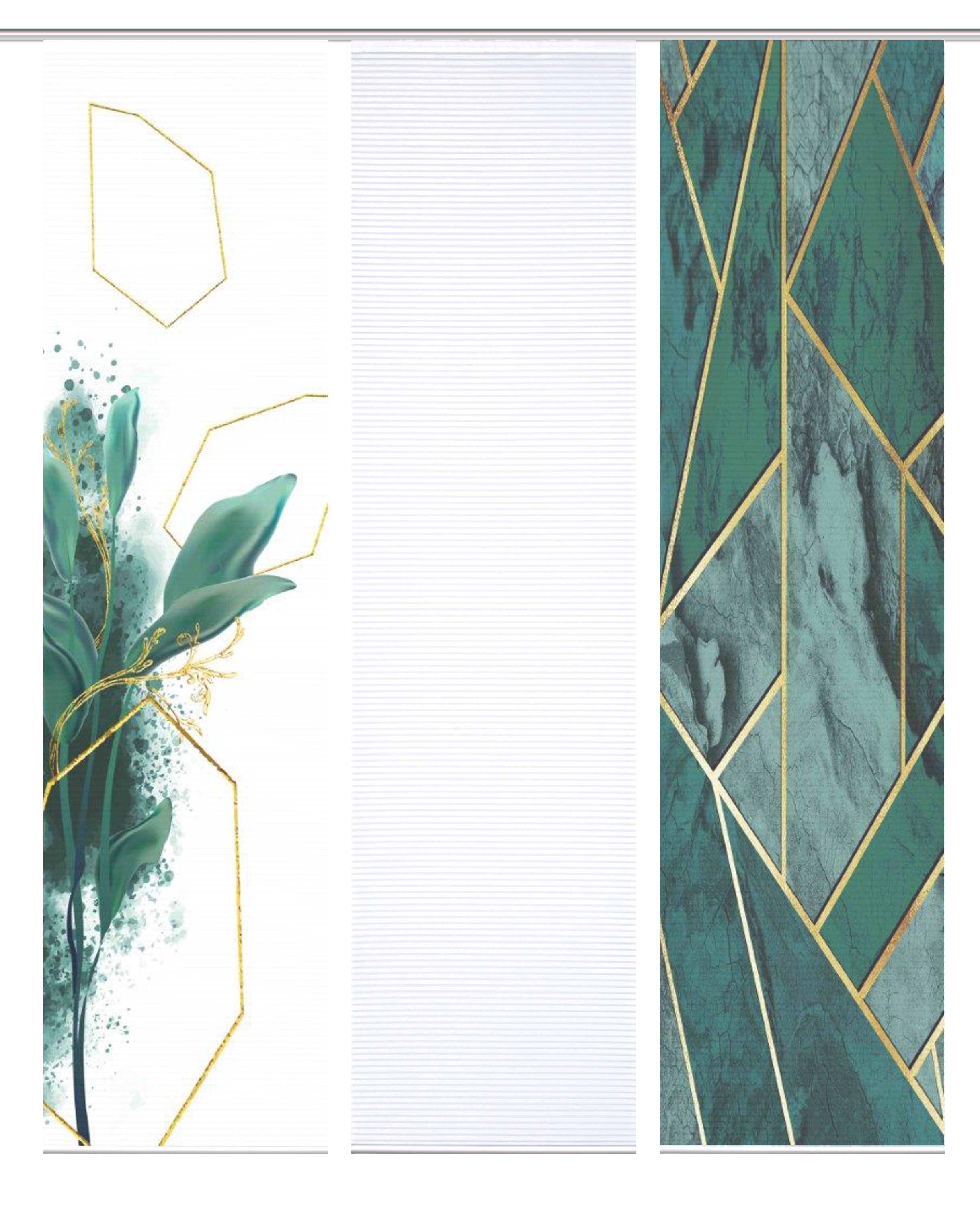 HOME in green Paneelgordijn Signum SET DIGITALE PRINT, BAMBOELOOK GERECYCLED (3 stuks)