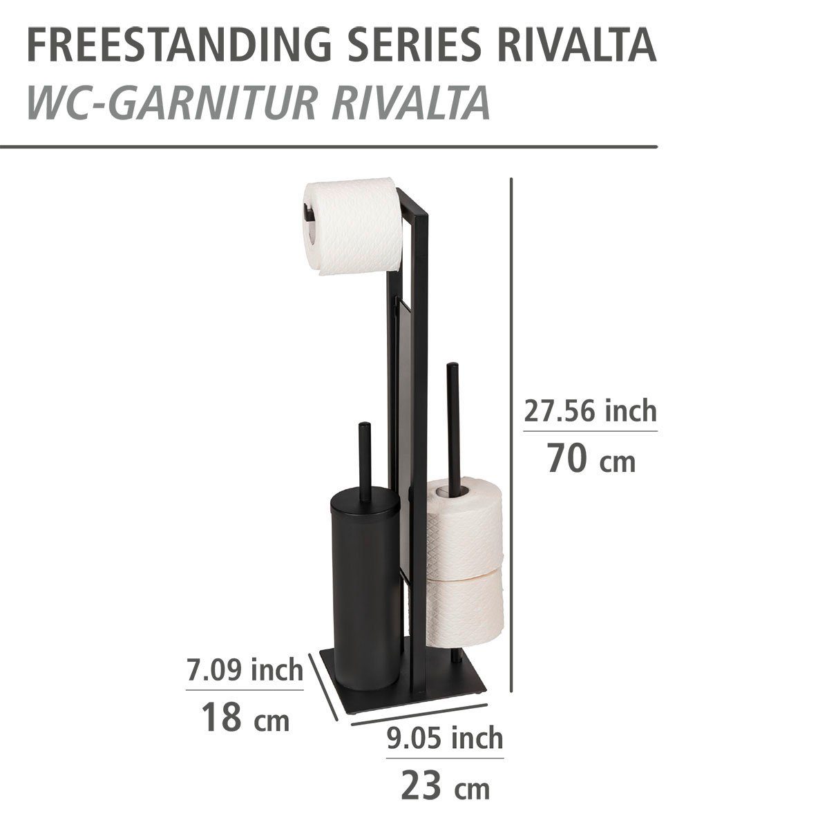 WENKO Toiletset Rivalta zwart, 3 in 1 staande set
