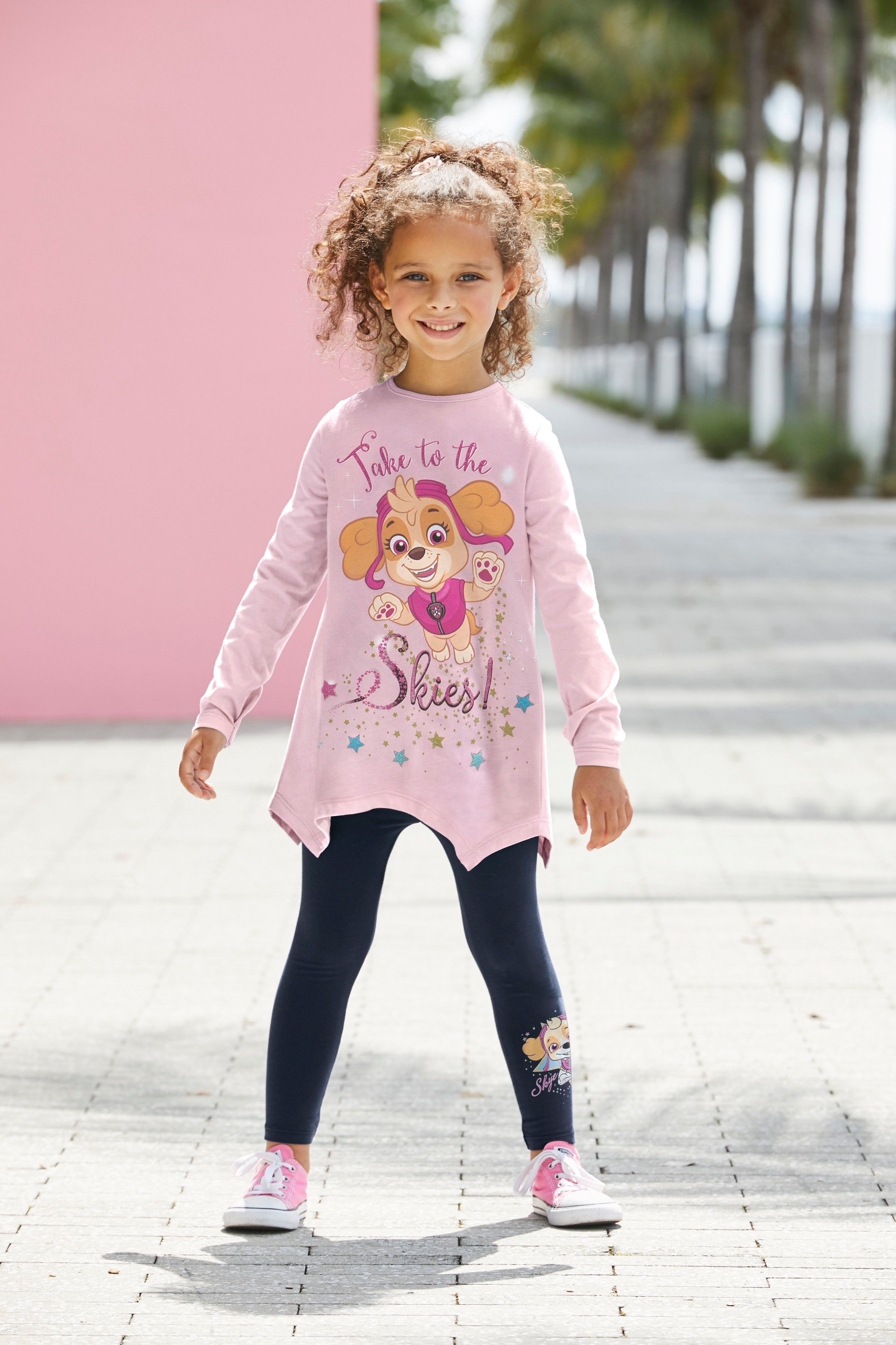 PAW PATROL Shirt & legging Glitterprint met SKYE (set)