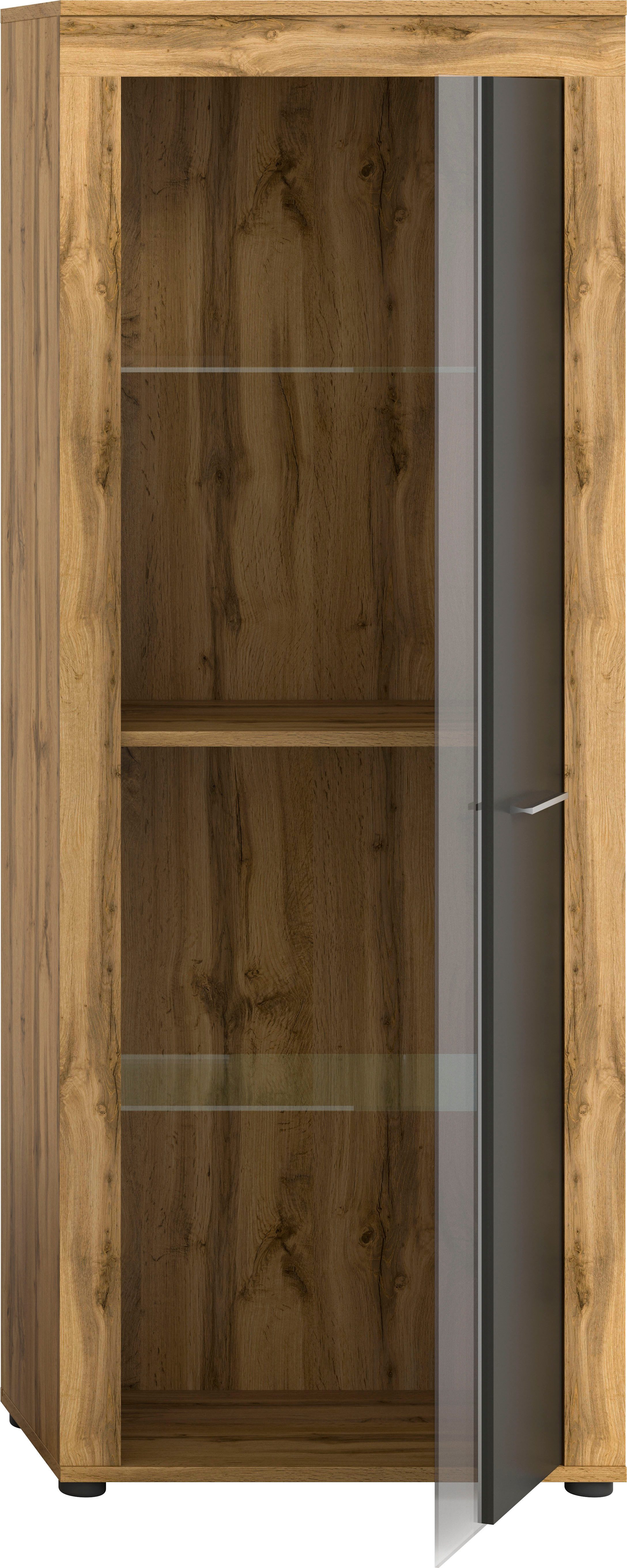 INOSIGN Vitrinekast Aosta, hoogte 159 cm, in verschillende kleuruitvoeringen 1 deur, 3 legplanken, 4 vakken, woonkamer, staande vitrine, glazen vitrine