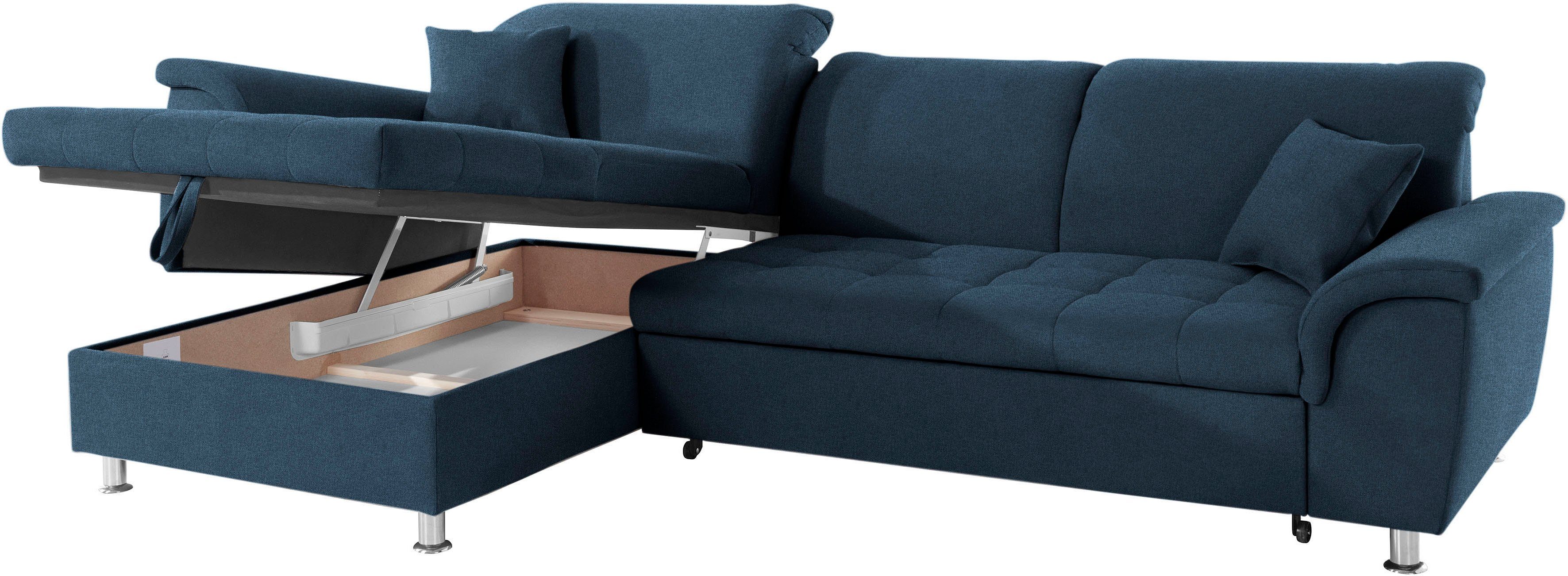 DOMO collection Hoekbank Franzi, tijdloos en elegant, moderne zittingstikking, L-Vorm