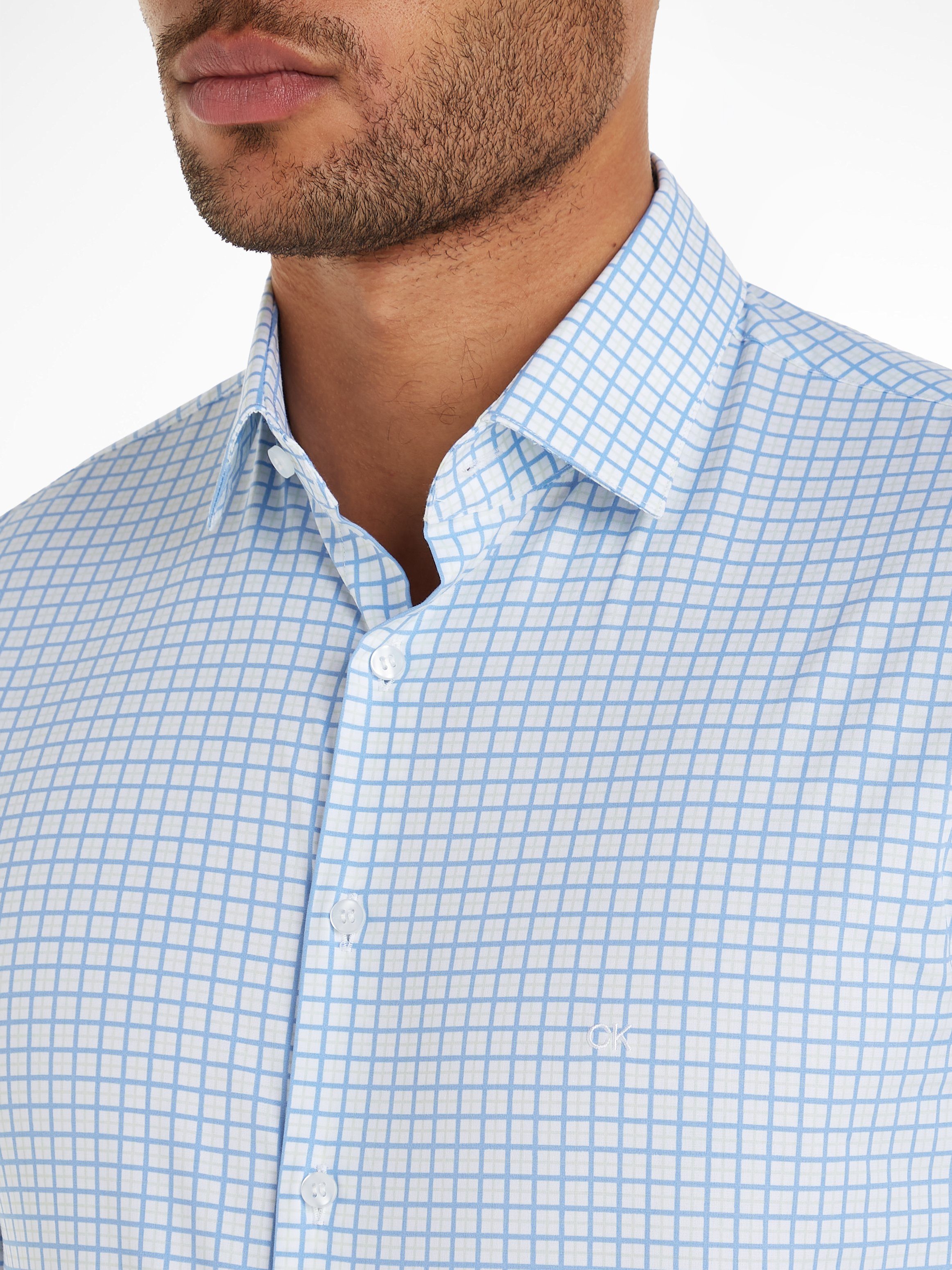 Calvin Klein Overhemd met lange mouwen POPLIN CHECK PRINT SLIM SHIRT