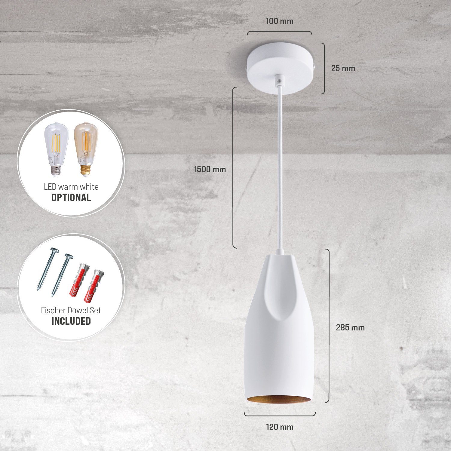 Paco Home Hanglamp HURLEY I Hanglamp eetkamer keukenlamp hangend Eettafellamp binnenin in goudkleur