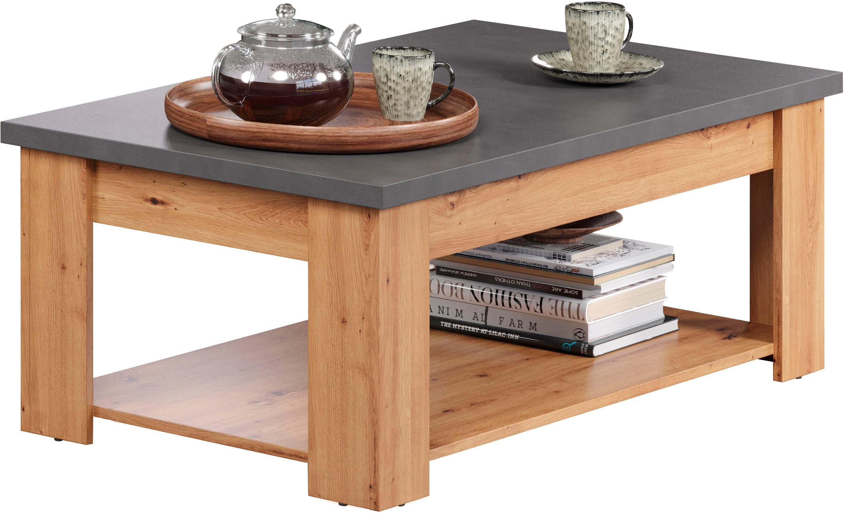 Home affaire Salontafel Ambres rechthoekige salontafel met plank - afmetingen (b/d/h) 120/67/46 cm (1 stuk)