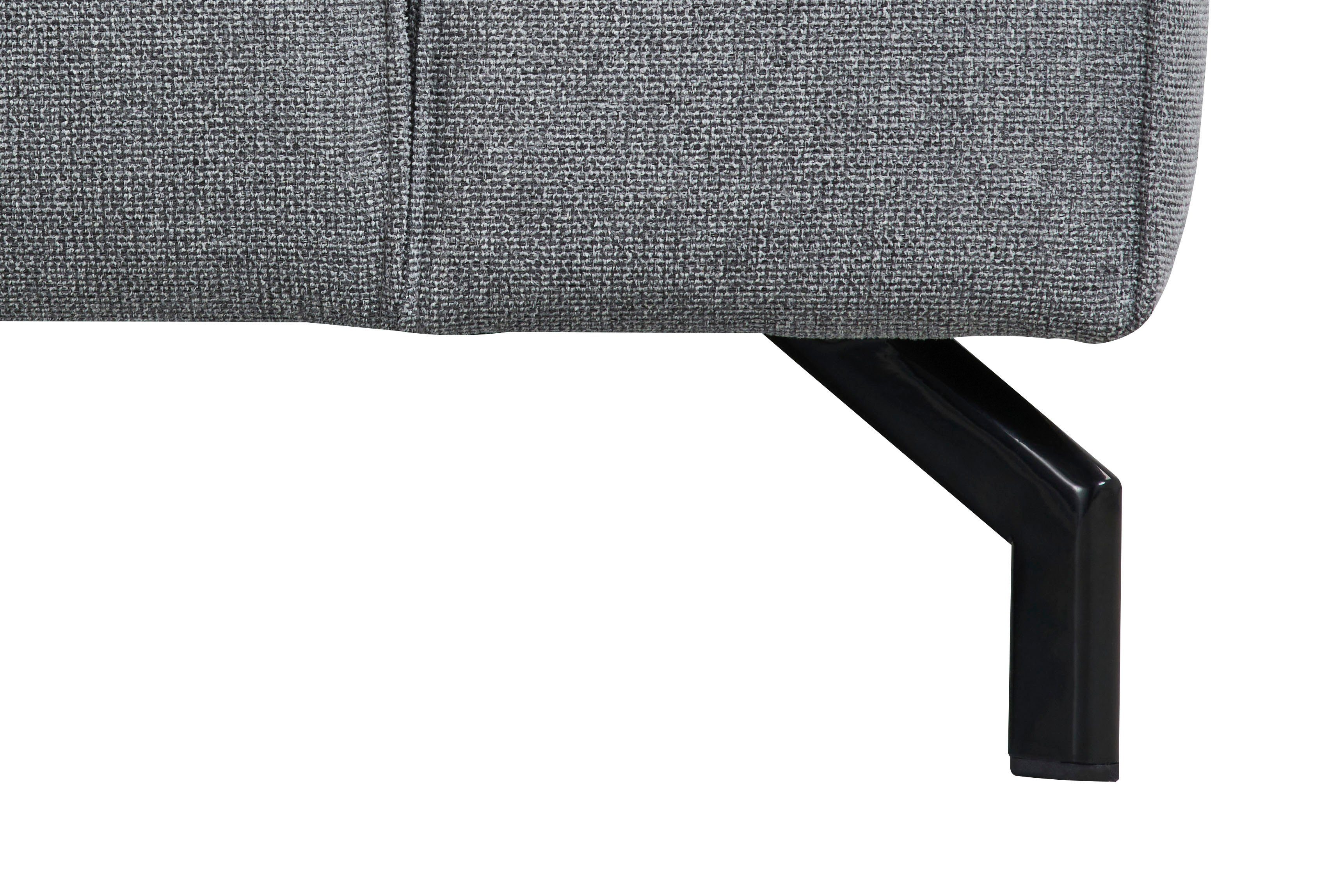Places of Style Hoekbank Lorcan, breedte 275 cm, zacht zitgevoel met zwarte metalen poten, lederlook en zachte structuurstof