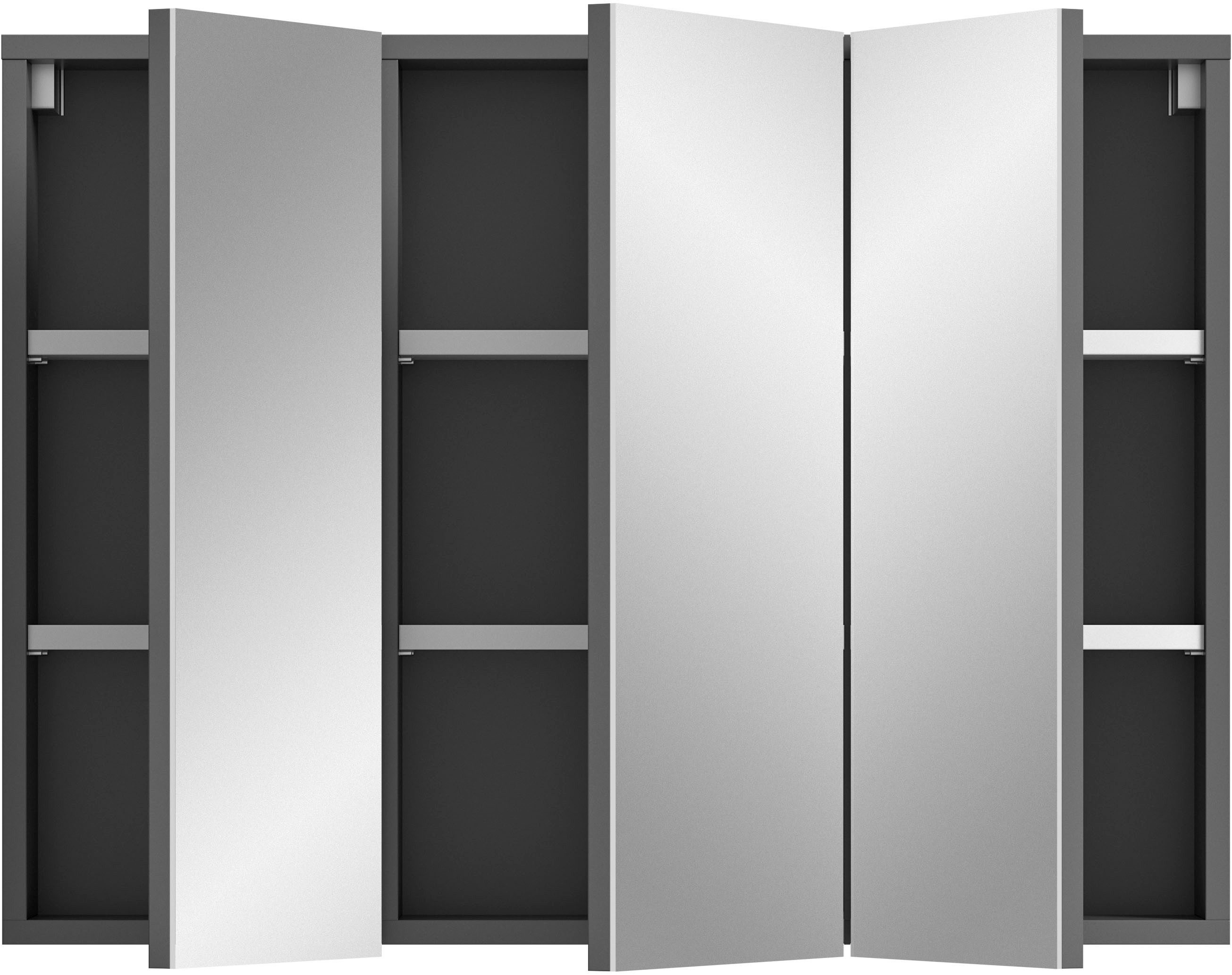 welltime Spiegelkast Doux, breedte 80 cm, 3 spiegeldeuren, 6 planken, 9 vakken