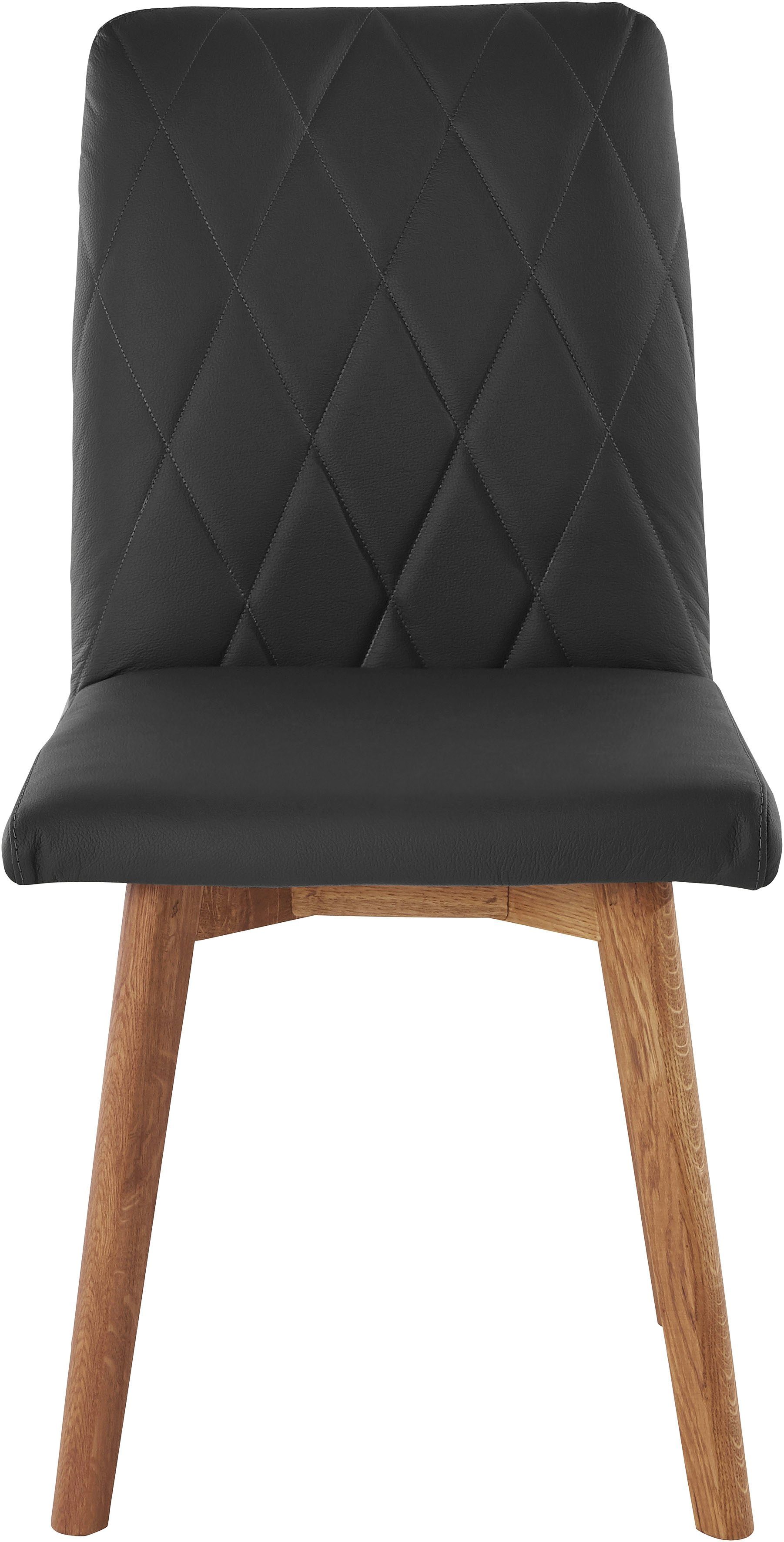 Home affaire Eetkamerstoel Brest Frame van eiken massief hout geolied (2 stuks)