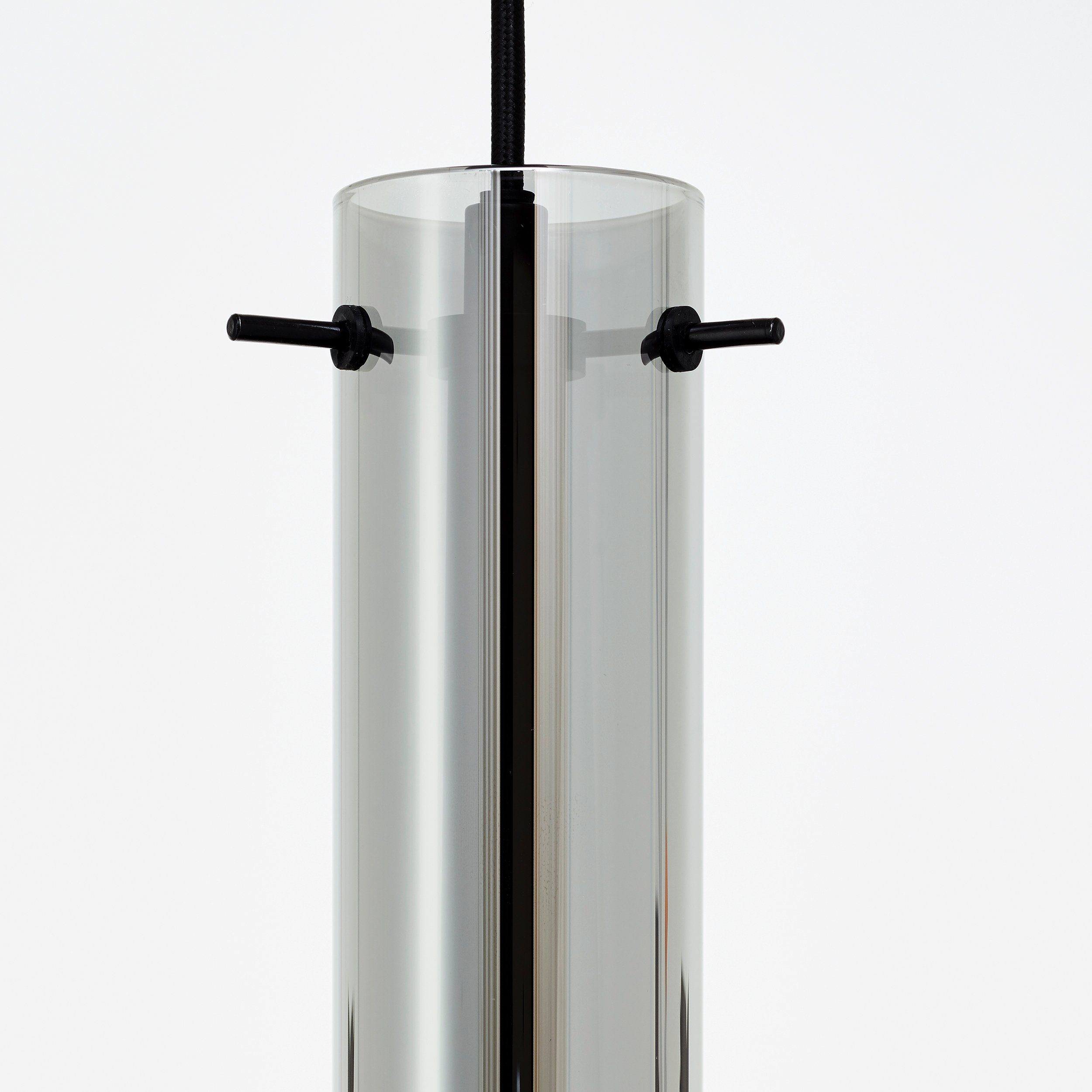 Brilliant Leuchten Hanglamp Glasini 199 x 15 cm, e14, inkortbaar, metaal/rookglas, mat zwart