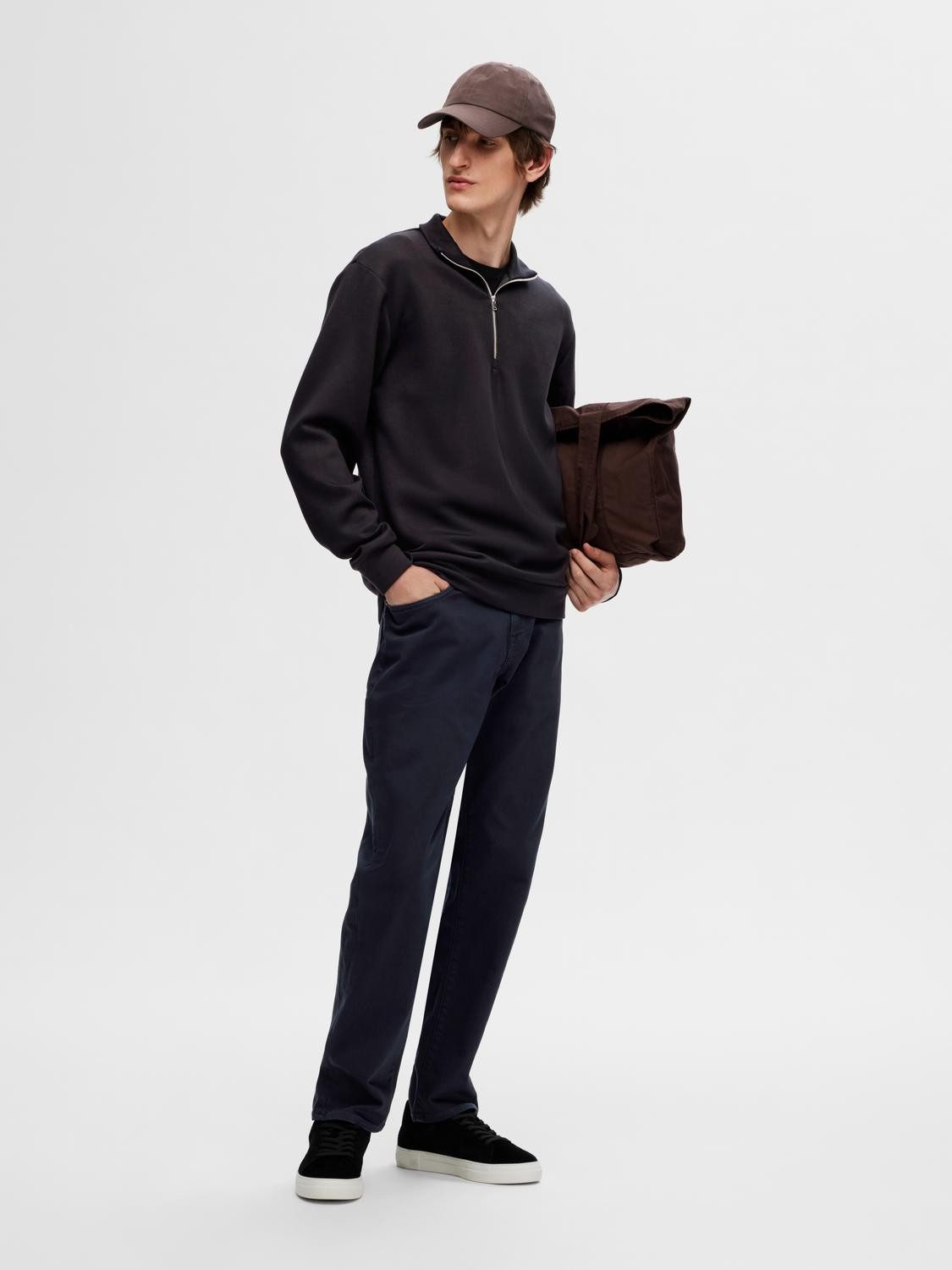 SELECTED HOMME Sweatshirt SLHEMANUEL SOFT ZIP HIGH NECK SWEAT NOOS