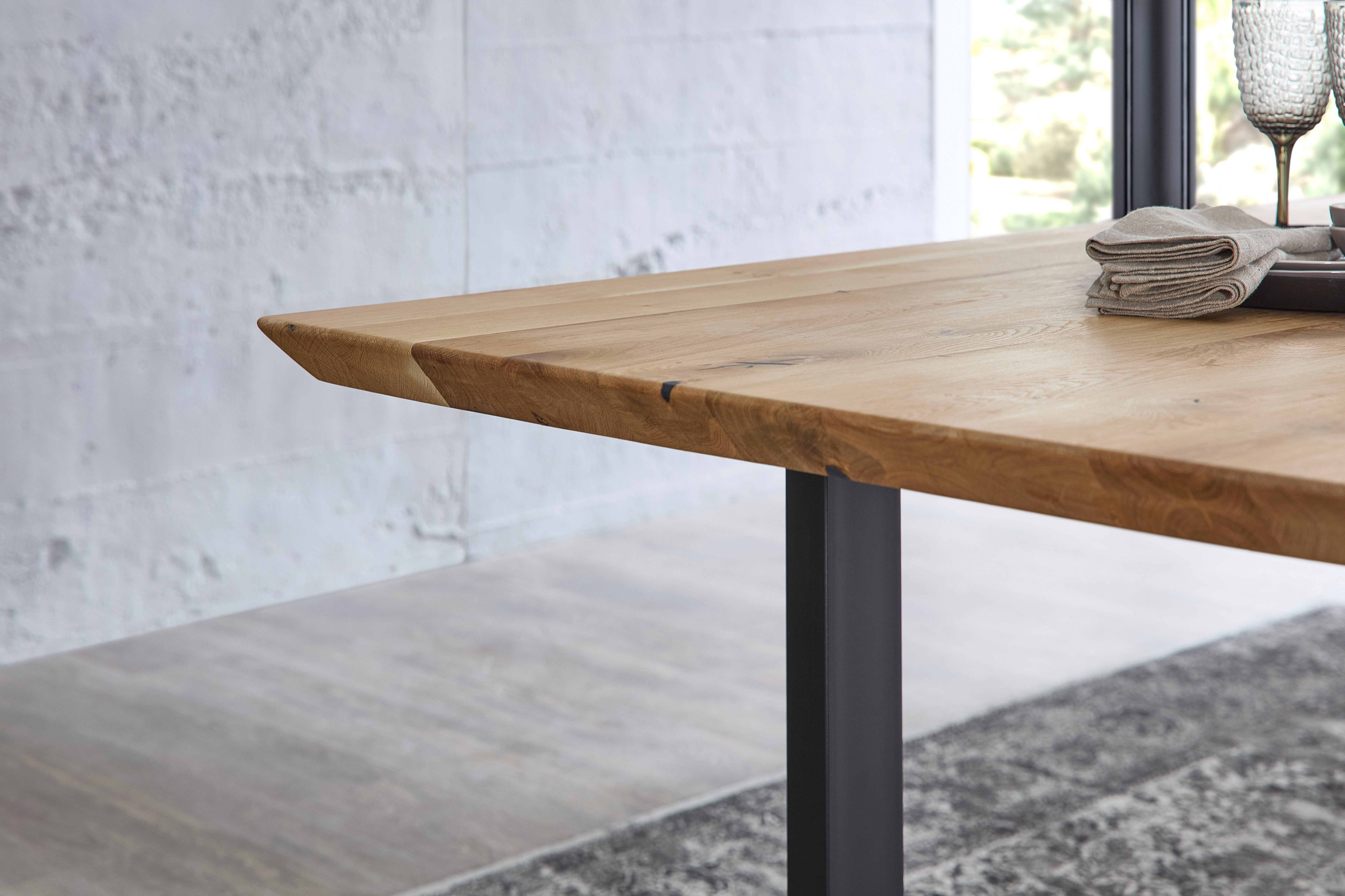 Stolkom Eettafel Bennet Eik massief hout, tafel met Zwitserse rand