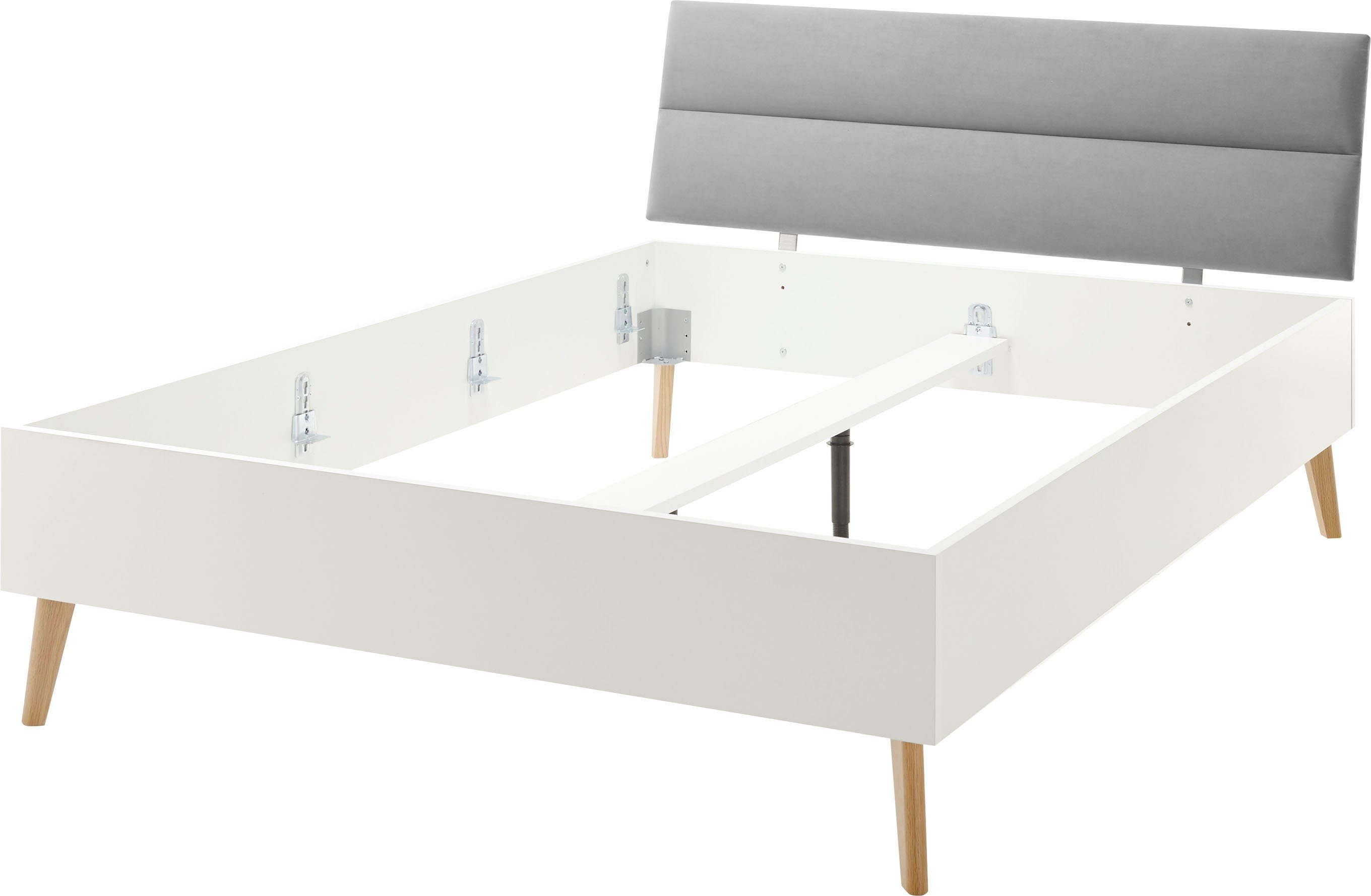 andas 1-persoonsledikant MERLE bed in Scandinavisch design, bedframe met massief houten poten