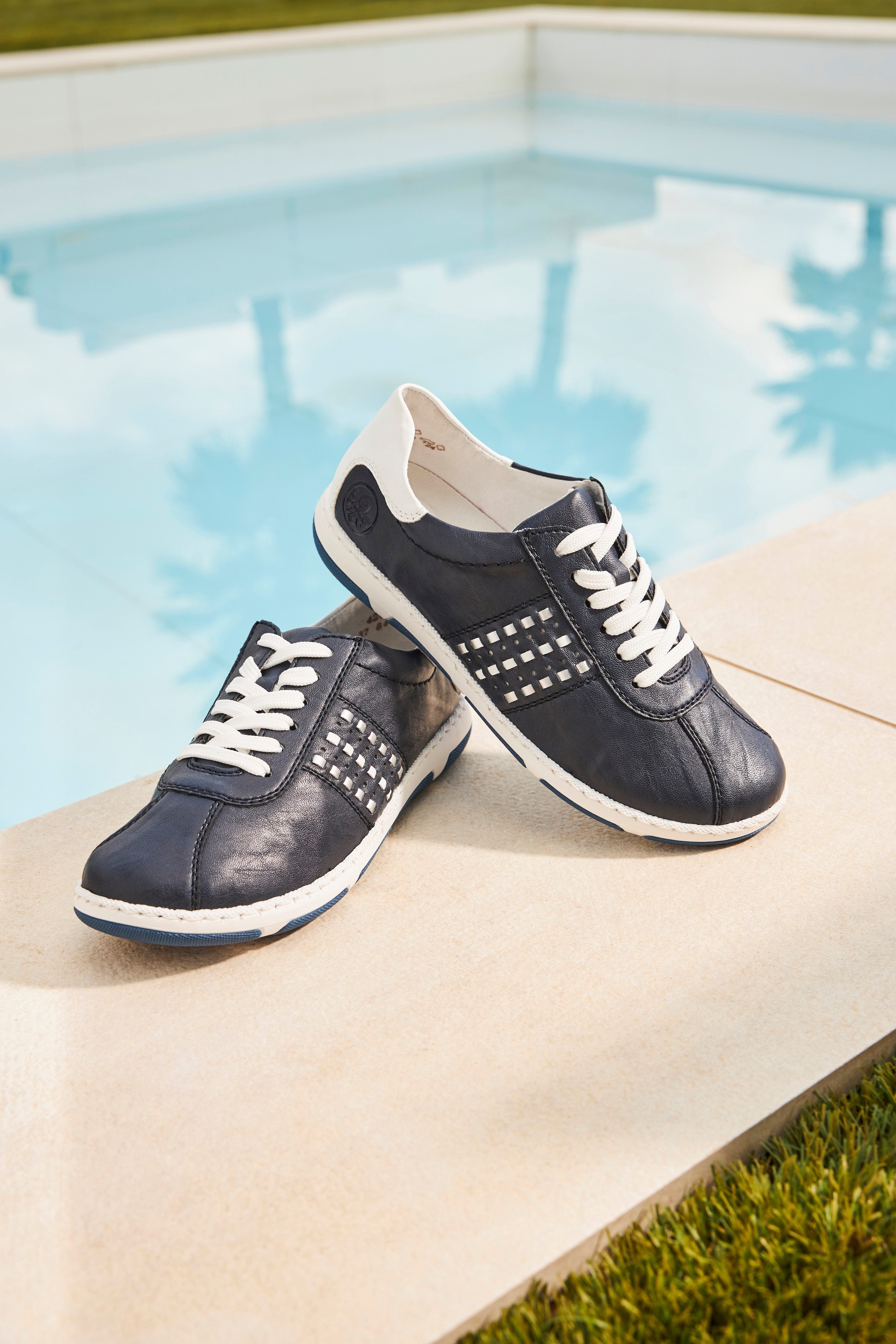 Rieker Sneakers , lage schoen, vrijetijdsschoen, veterschoen met gevoerde schacht
