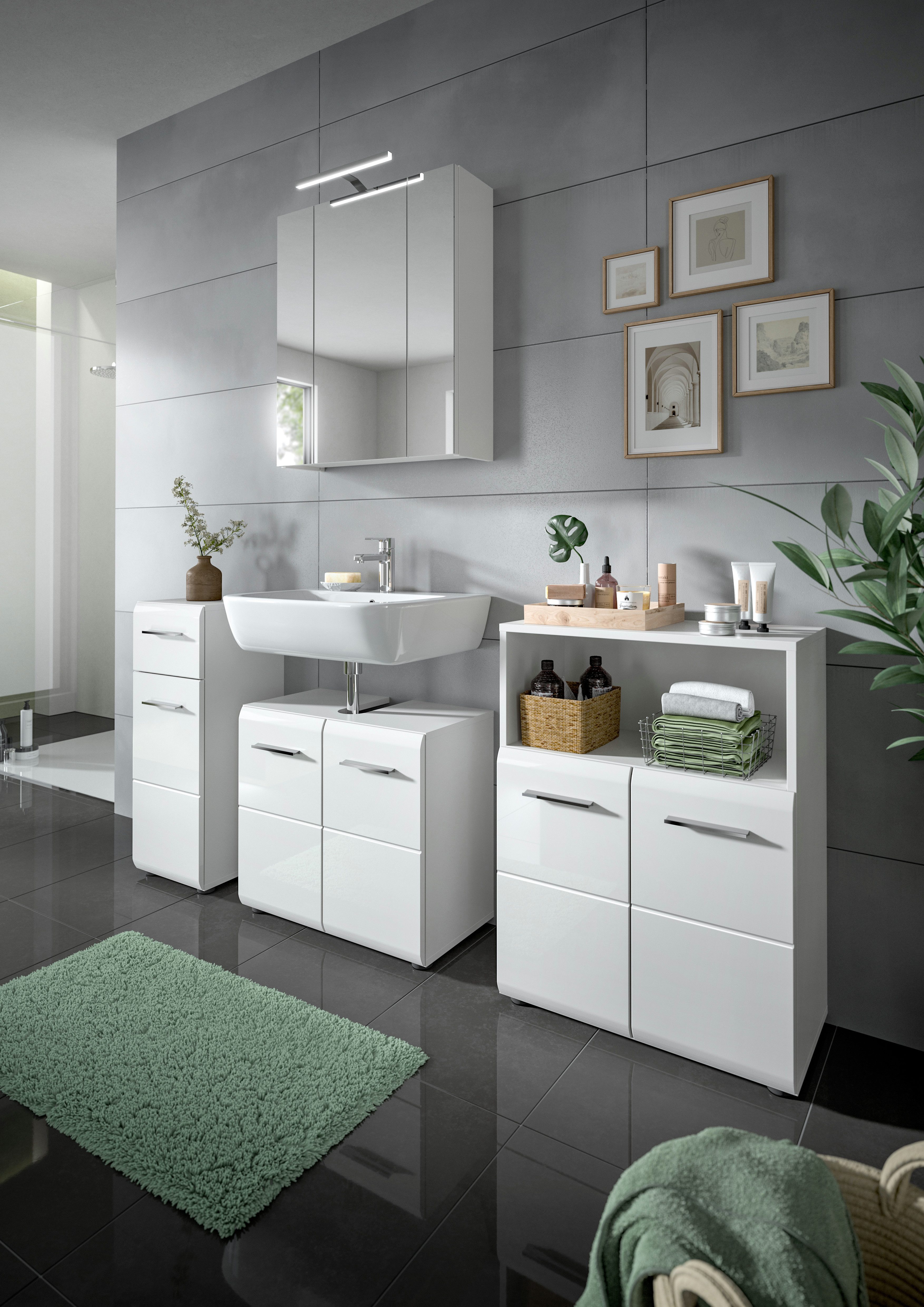 INOSIGN Onderkast FLORENZ, TOPSELLER!, Hoogte 80 cm, 1 deur, 1 lade Deuraanslag verwisselbaar, hoogwaardige MDF front, badkamerkast, bad