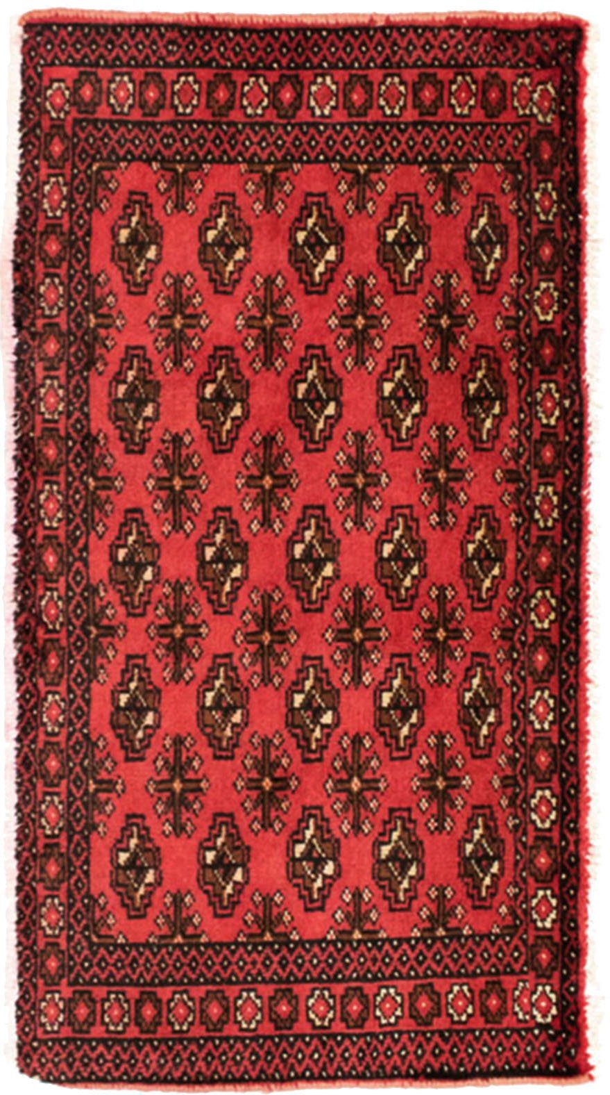 morgenland Wollen kleed Turkaman vloerkleed met de hand geknoopt rood
