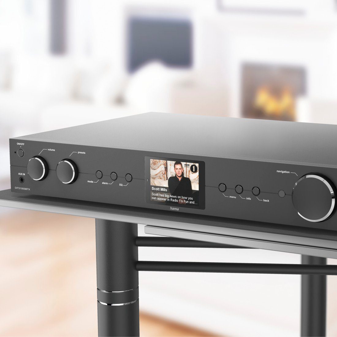 Hama Tuner HiFi tuner FM,DAB DAB+, internet radio, Bluetooth ontvanger & zender met timer, wekfunctie, kleurendisplay, spotify en amazon music luisteren