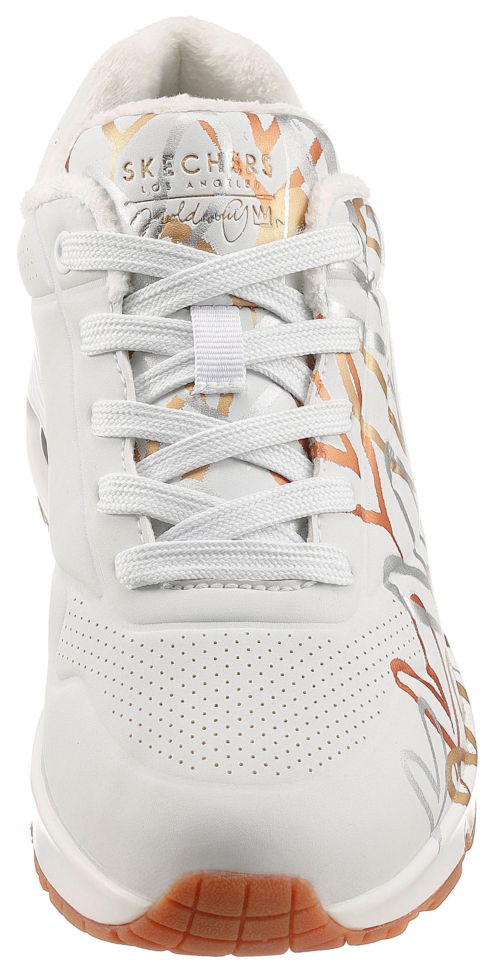 Skechers Sneakers UNO - METALLIC LOVE Vrijetijdsschoen, lage schoen, veterschoen met trendy metallic-print