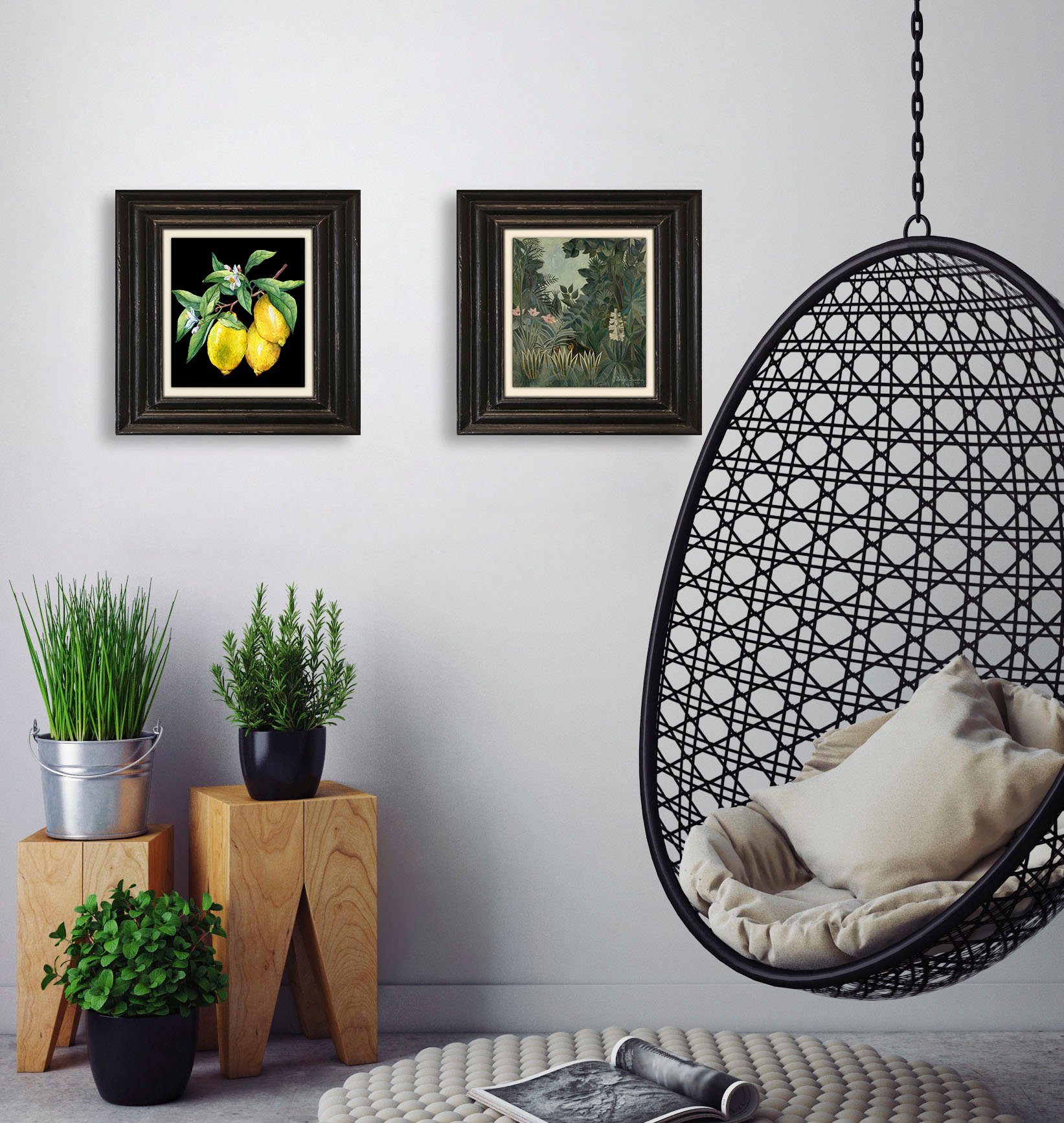 queence Artprint op linnen Citroenen Premium canvasstof, handgemaakt in Duitsland, 40x40cm