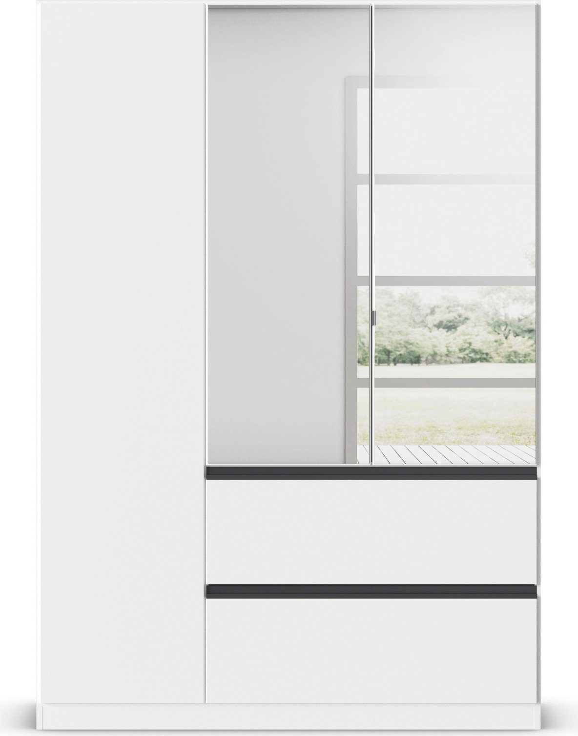 rauch Draaideurkast Kledingkast Kast Garderobe Wasmand COSTA in 3 Breedtes met spiegel, greeploos front en push-to-open functie made in germany