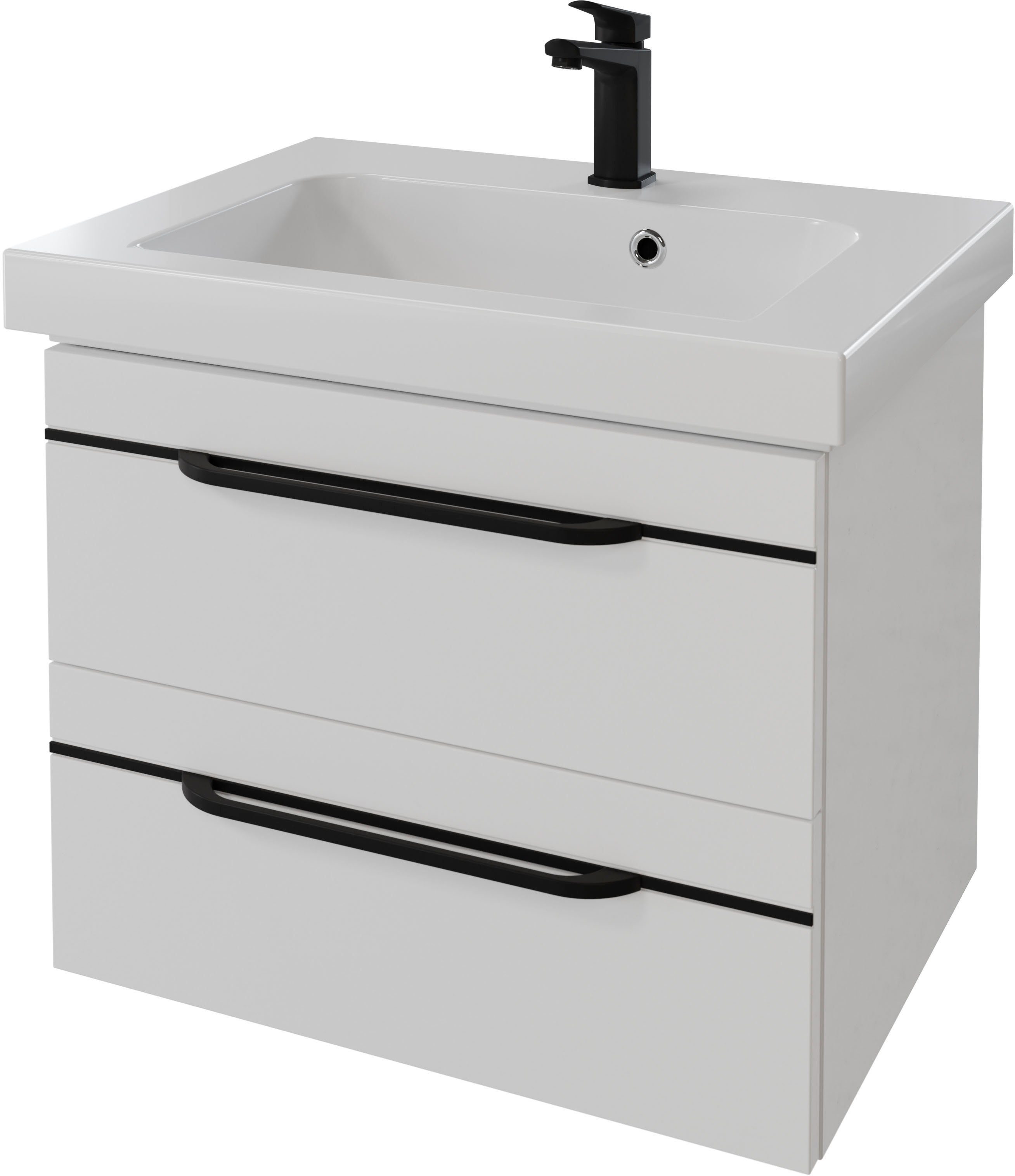 Saphir Wastafelonderkast Serie Balto Mineralmarmor-Waschtisch mit Unterschrank, 64,4 cm breit option