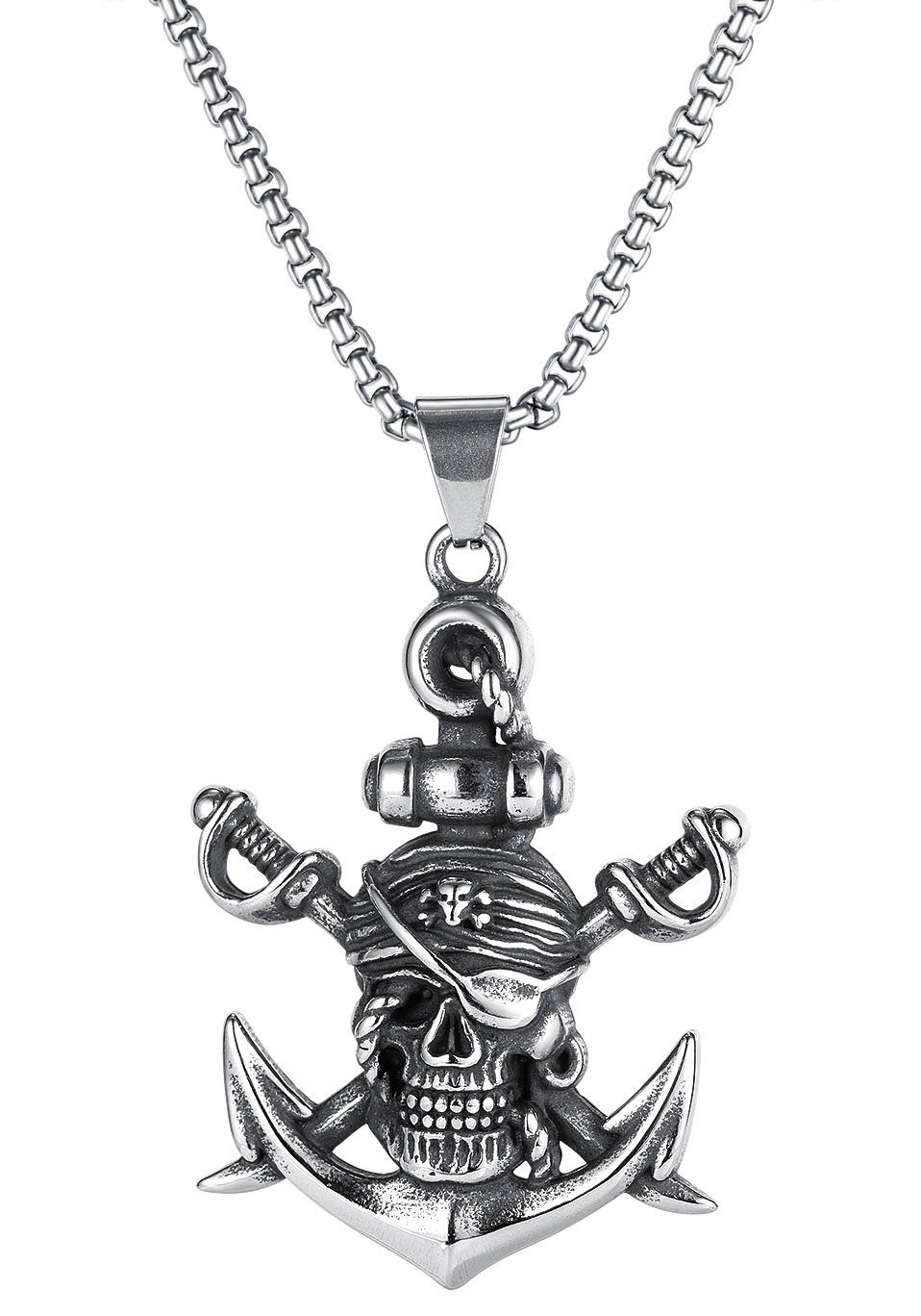 Firetti Ketting met hanger Sieraad cadeau piraten schedel heren kettingen & hangers zilver