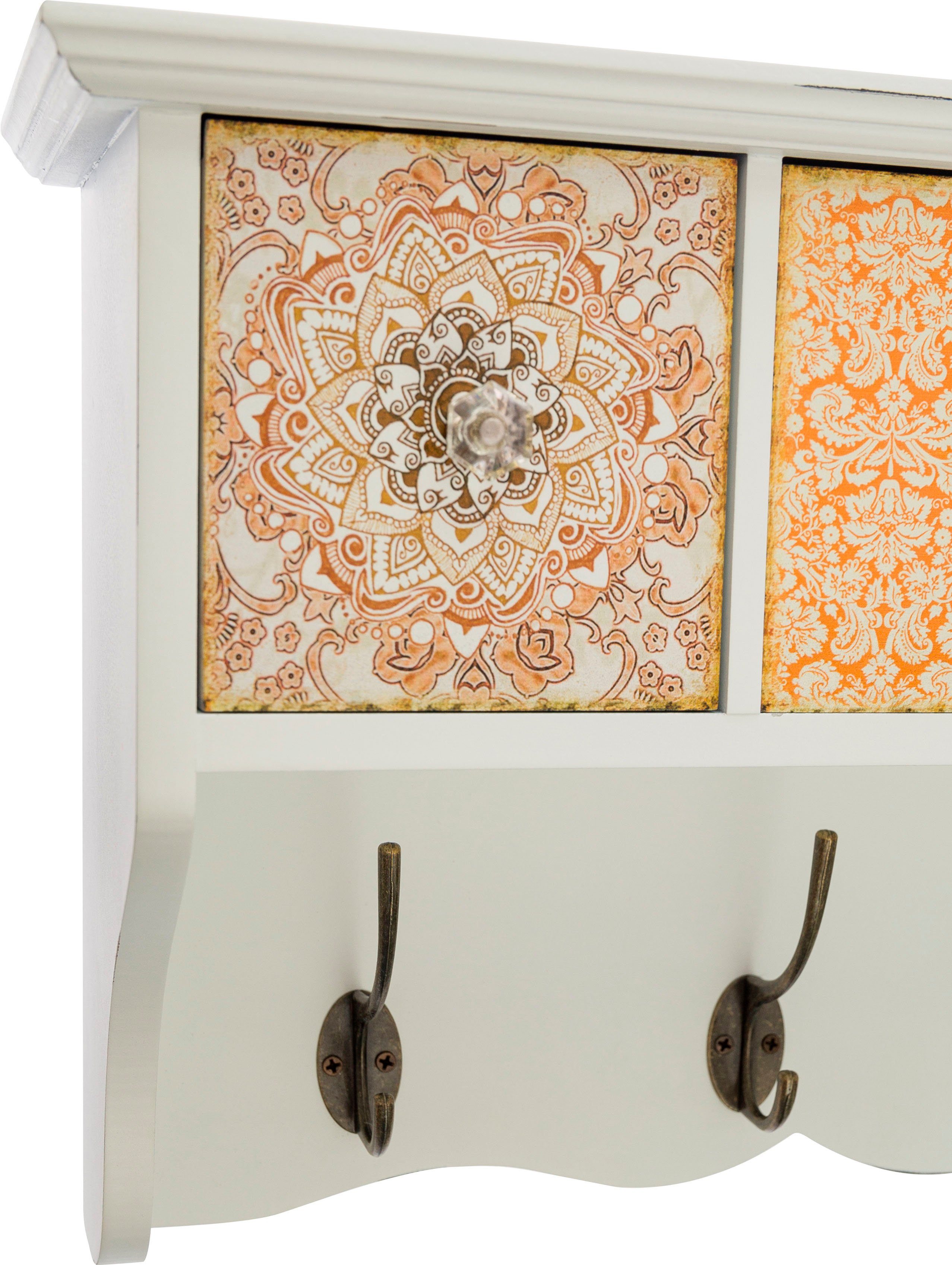 Myflair Möbel & Accessoires Decoratief wandrek Paisley Kapstok, met 4 haken & laden, vintage-look