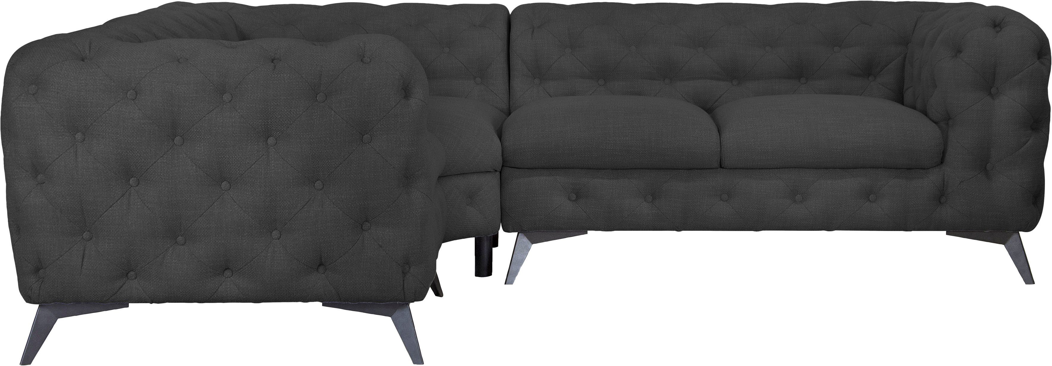 Leonique Chesterfield-bank Glynis L-vorm luxueuze capitonnage, moderne chesterfield look, kleur van de poten ter keuze