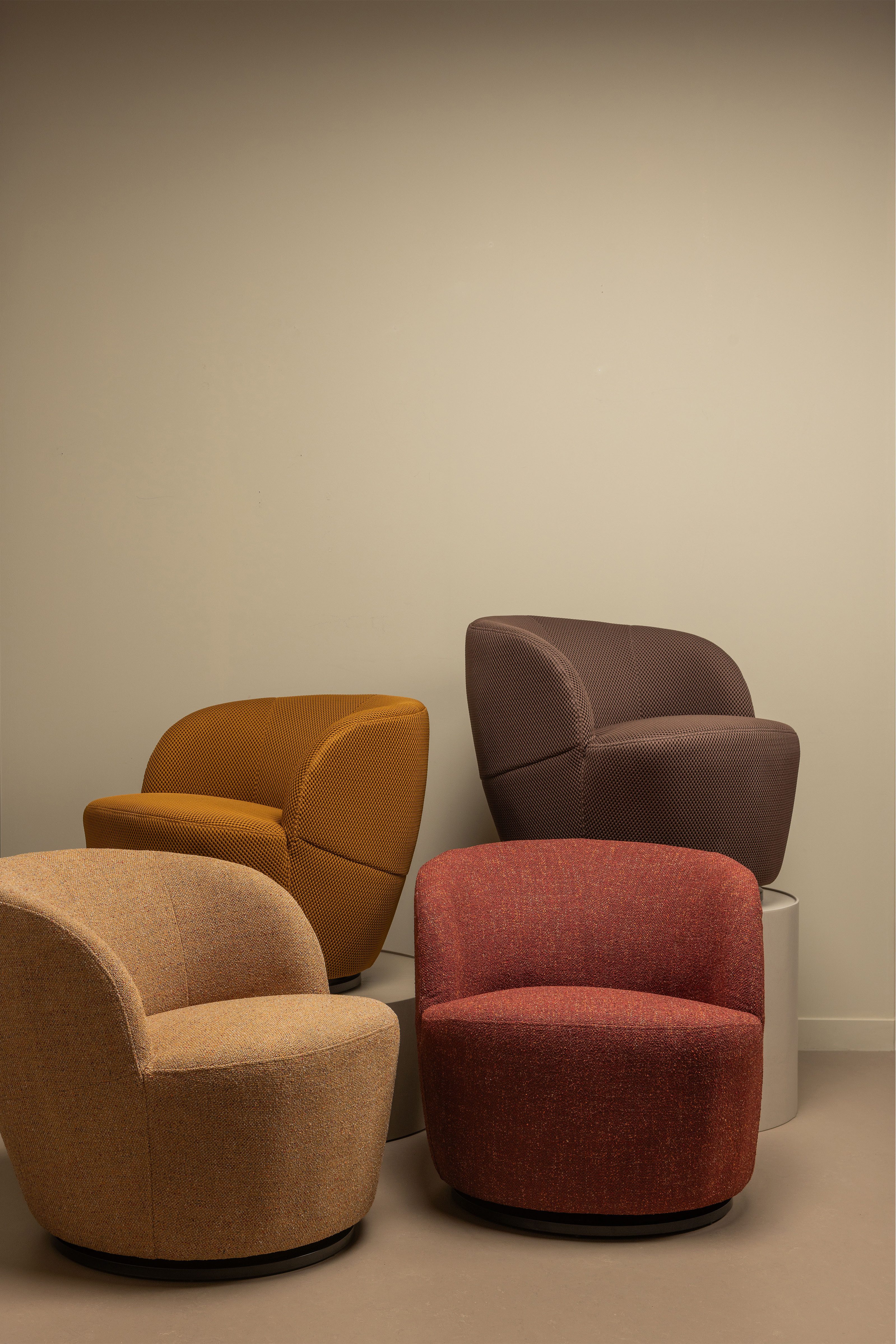 WOOOD Draaibare fauteuil Serra in elke richting draaibaar, ronde vorm, h 68 cm x b 70 cm