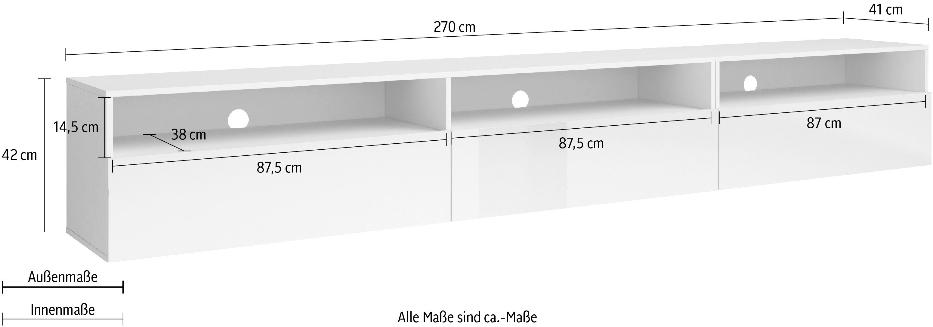 INOSIGN Tv-meubel Baros staand/hangend te monteren, breedte 270 cm