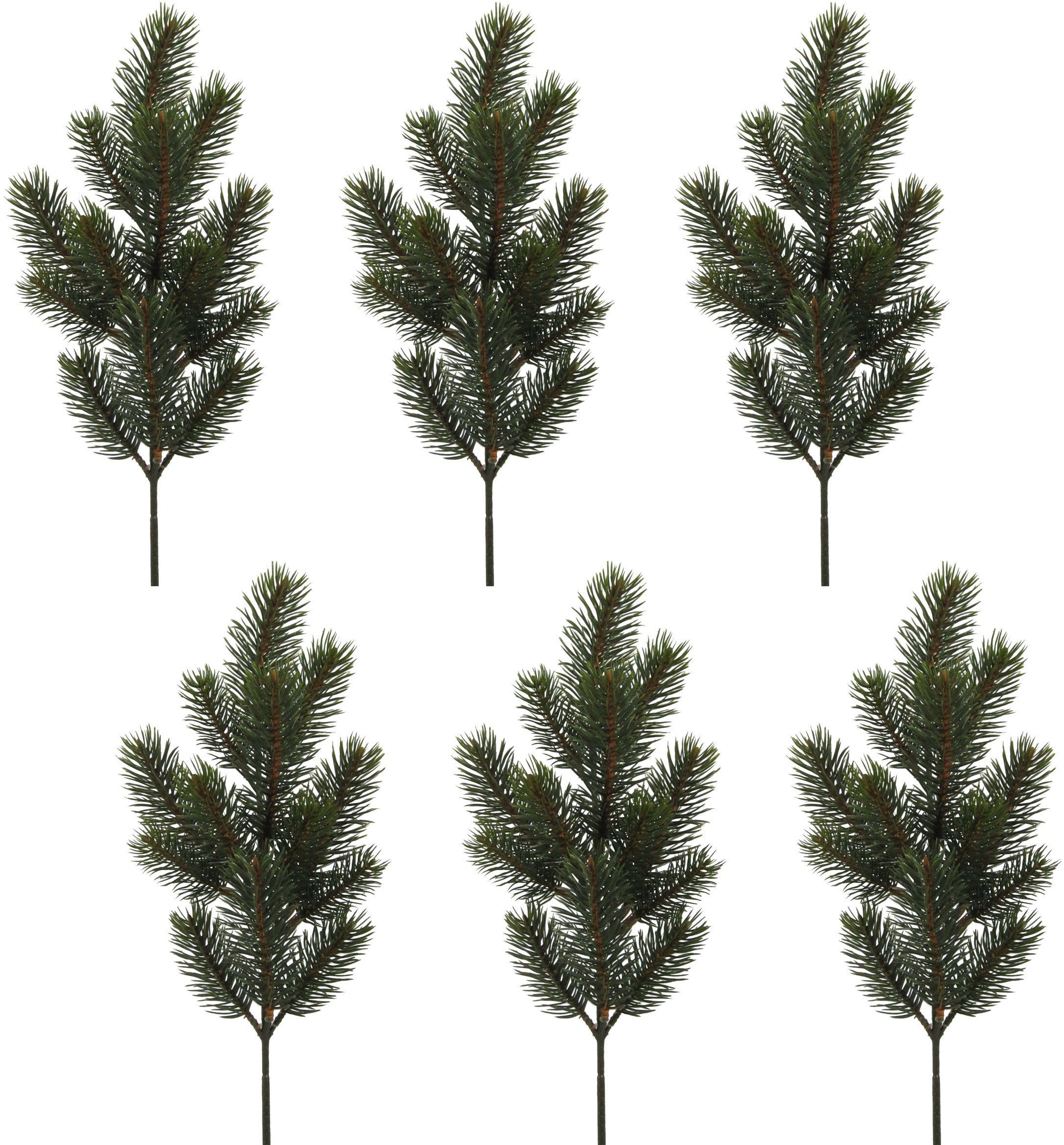 Creativ green Winterse kunstplant Kerst versiering Tak, 6 stuks in set (6 stuks)