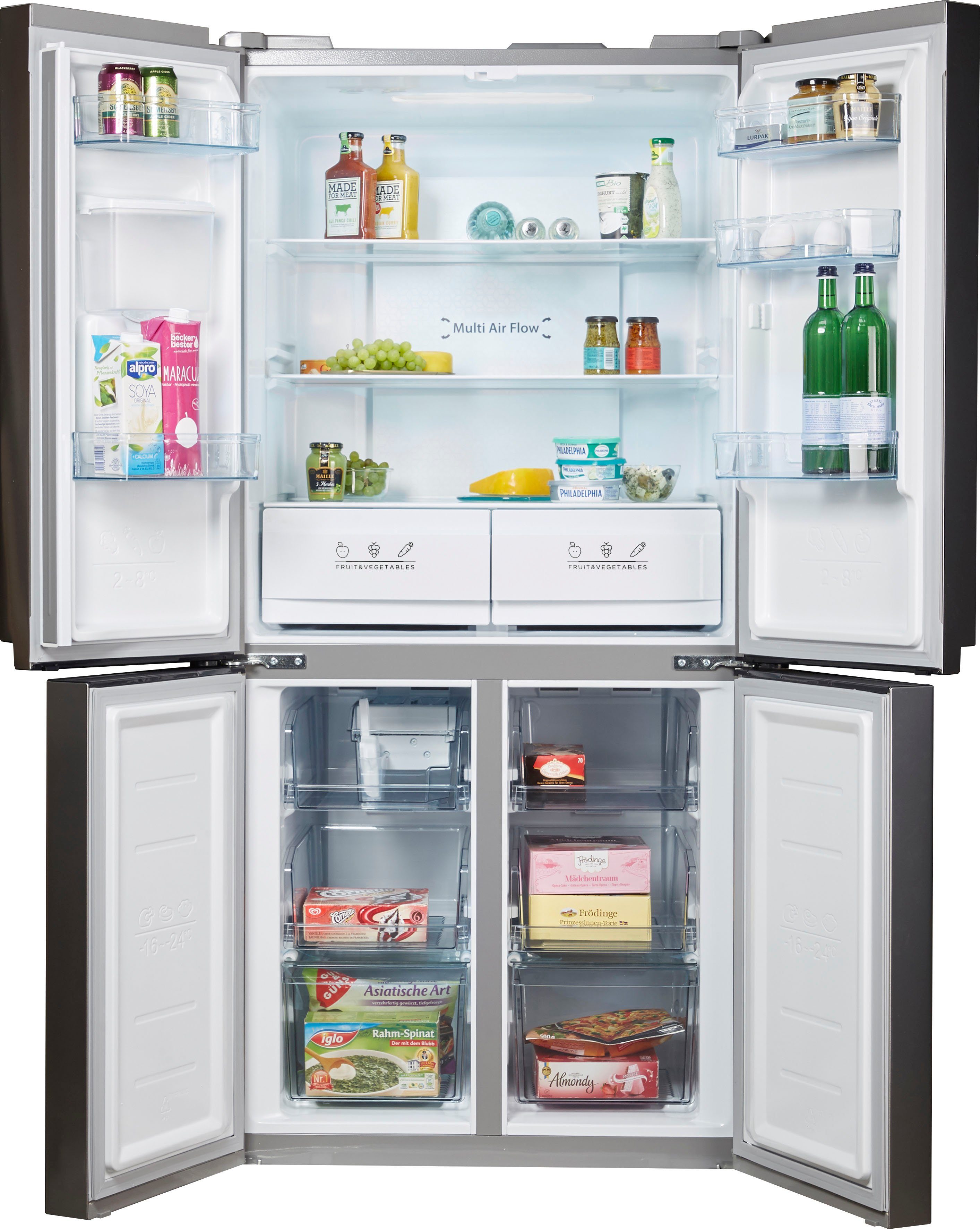 Hanseatic MultiDoor HCD17884EI NoFrost, waterdispenser, FreshZone, vakantiemodus, display