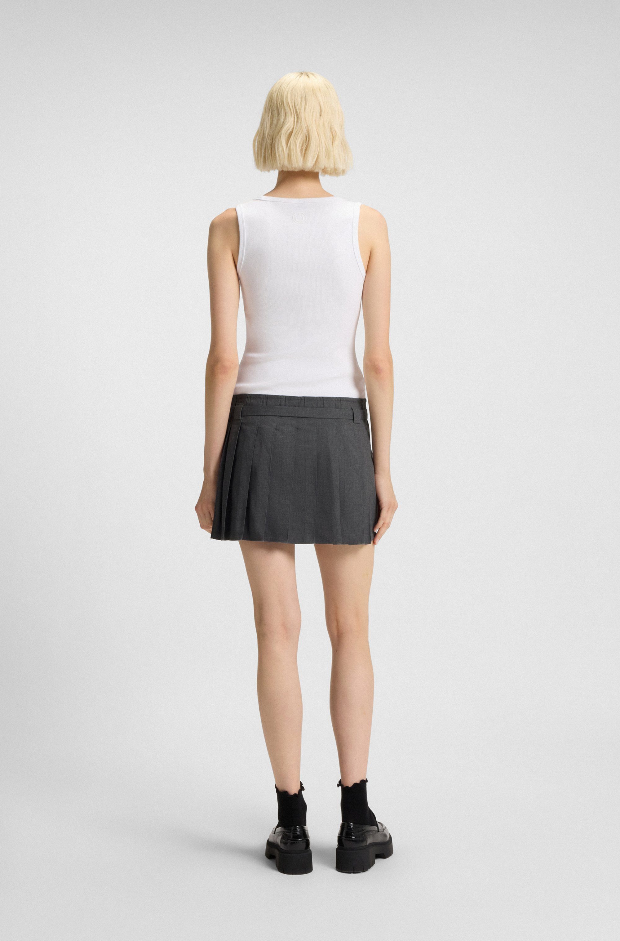 HUGO Blue Mini-jurk Norila TwoinOne Slim Fit, met geplooide rokdeel top & rok plooirok