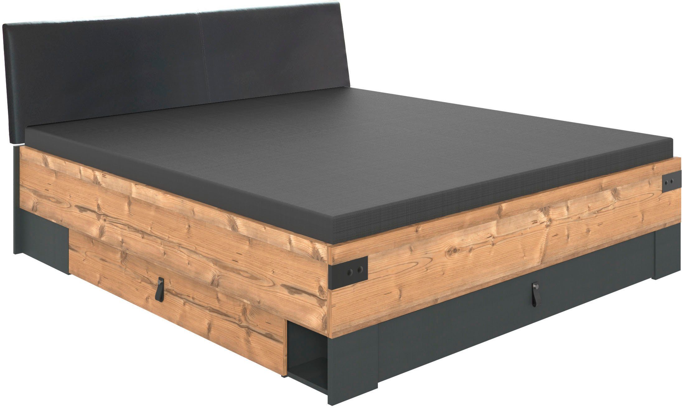 Wimex Slaapkamerserie Stockholm, rustieke look in industrieel ontwerp 6-delig, kledingkast met spiegel, bed inclusief lades (set)