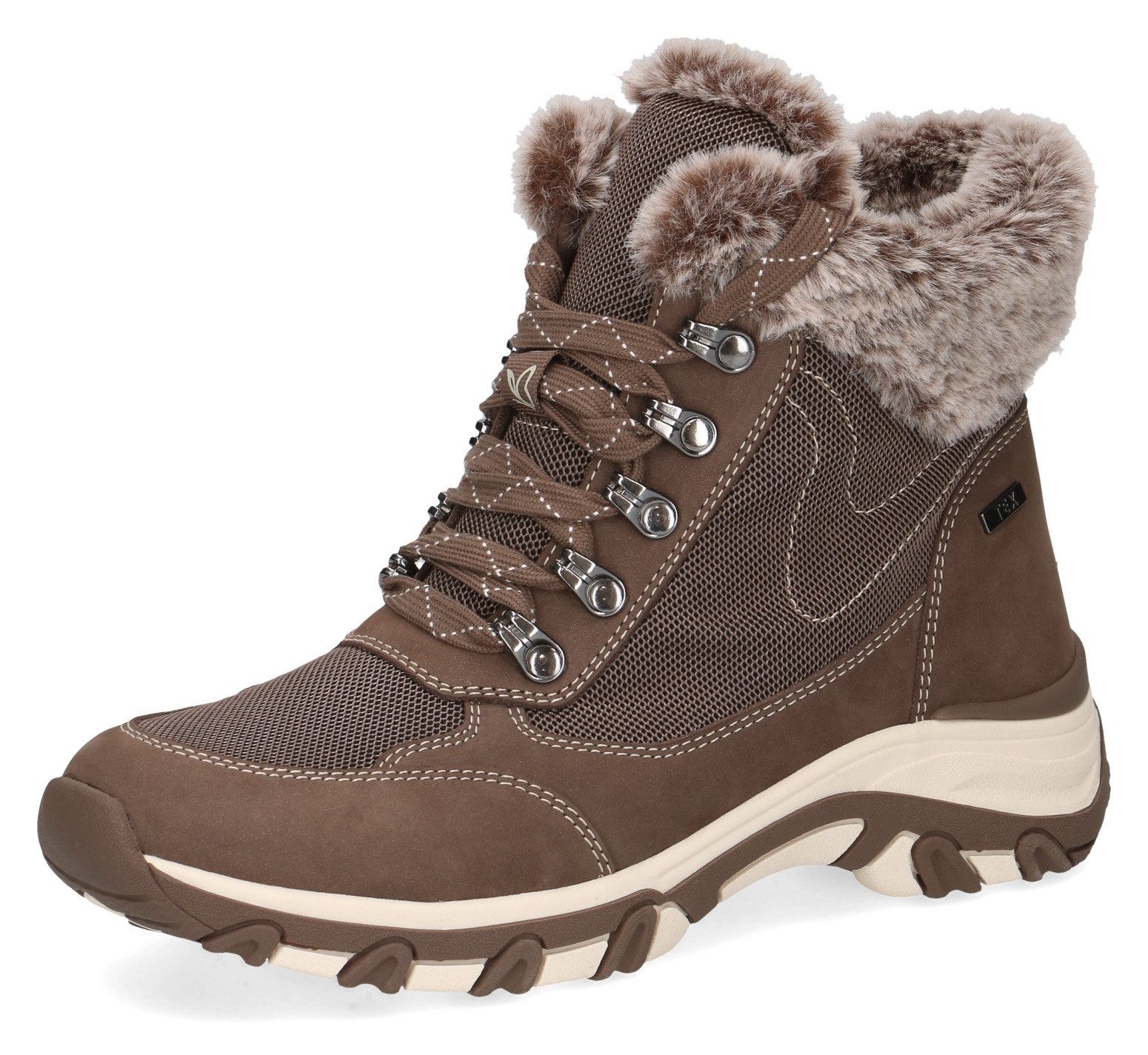 Caprice Winterlaarzen sleehak, veterschoenen, outdoorschoen in comfortabele breedte