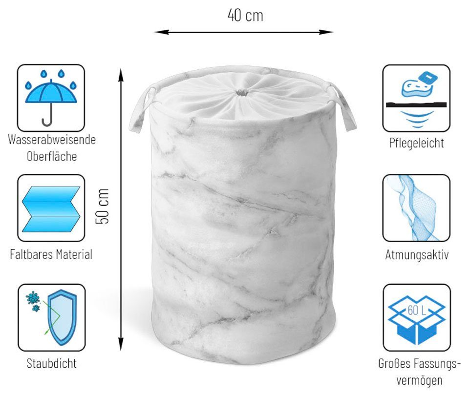 Sanilo Wasmand Marmer volle kleuren, fluweelzacht oppervlak, met deksel