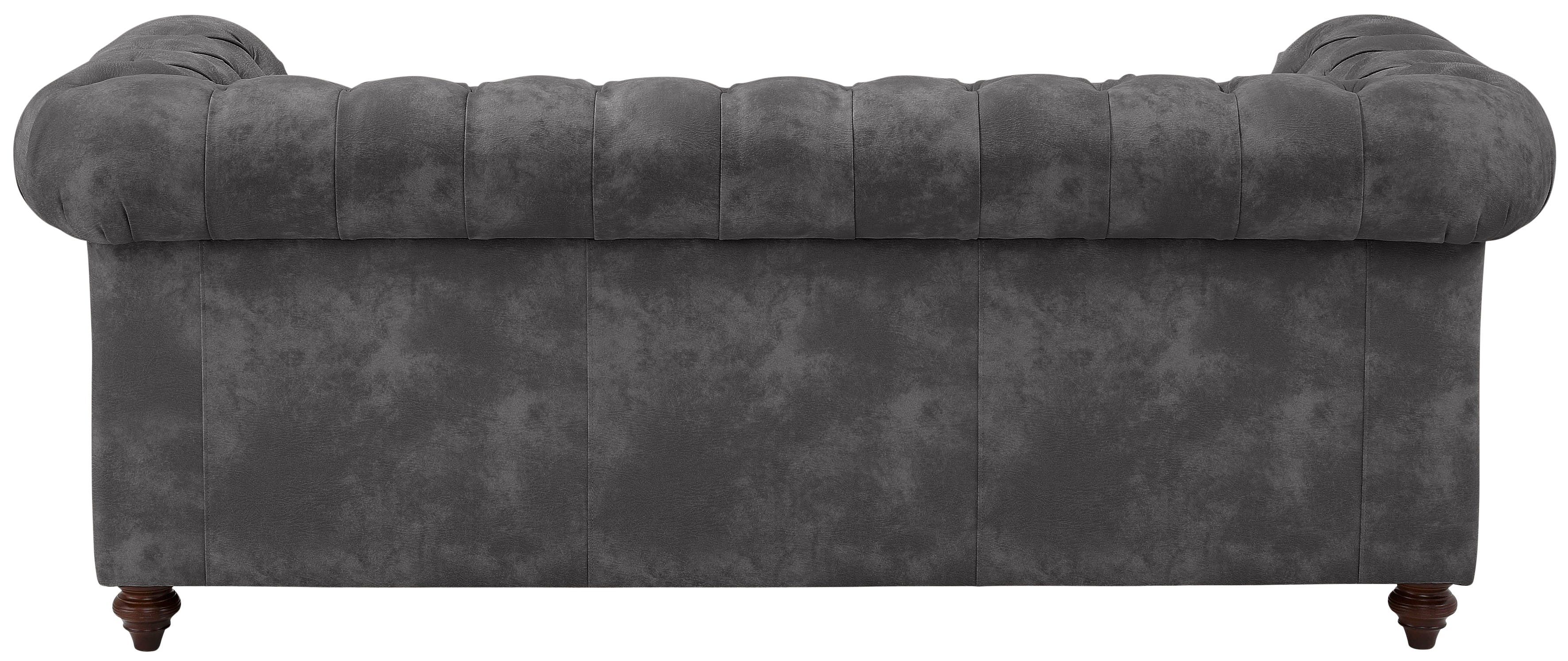 Home affaire Chesterfield-bank Chesterfield 3-zits B/D/H: 198/89/74 cm met hoogwaardige knoopdetails, ook in leer