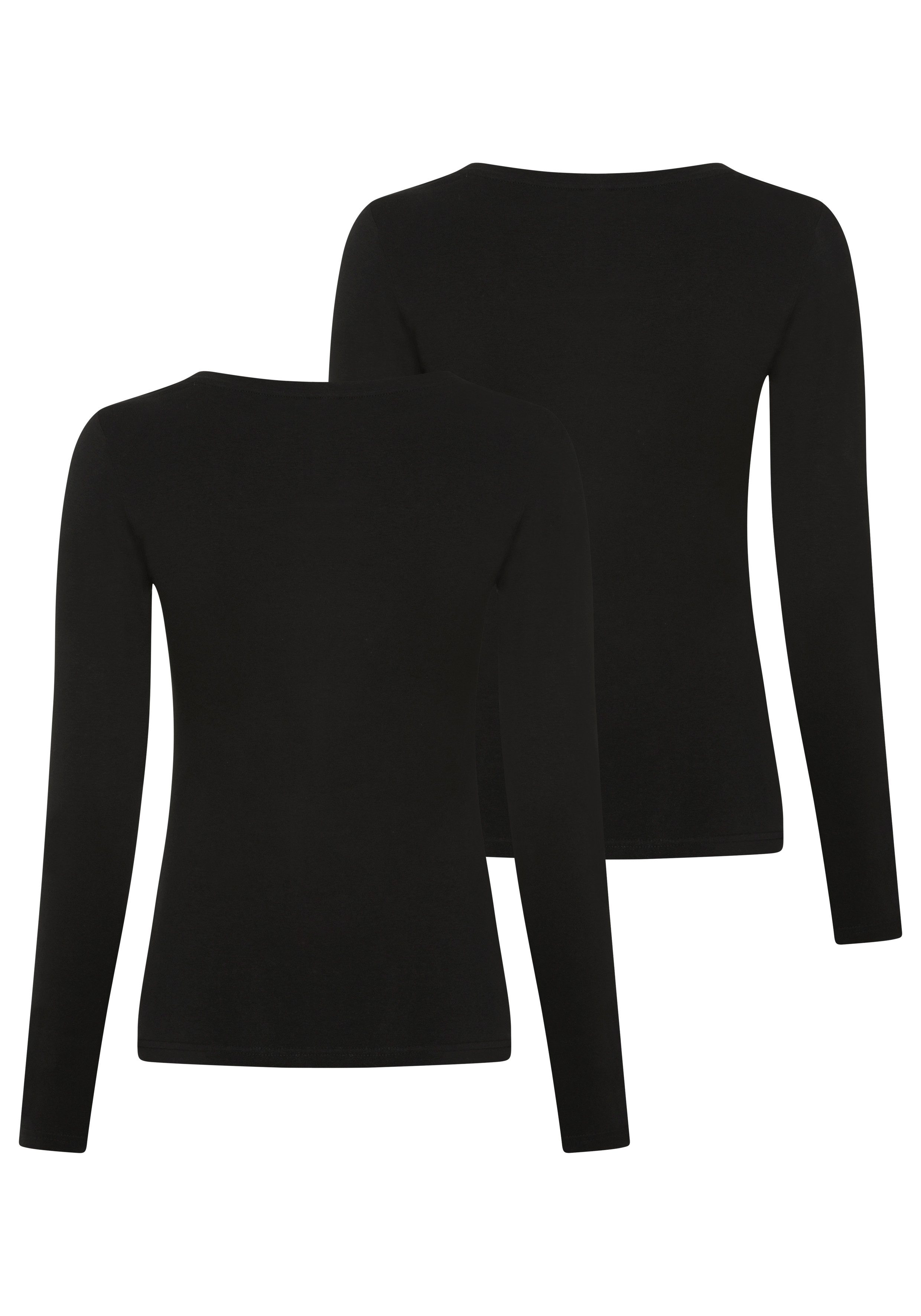 YSABEL MORA Shirt met lange mouwen Ronde hals, zacht, katoenmix, elastisch (Set van 2)